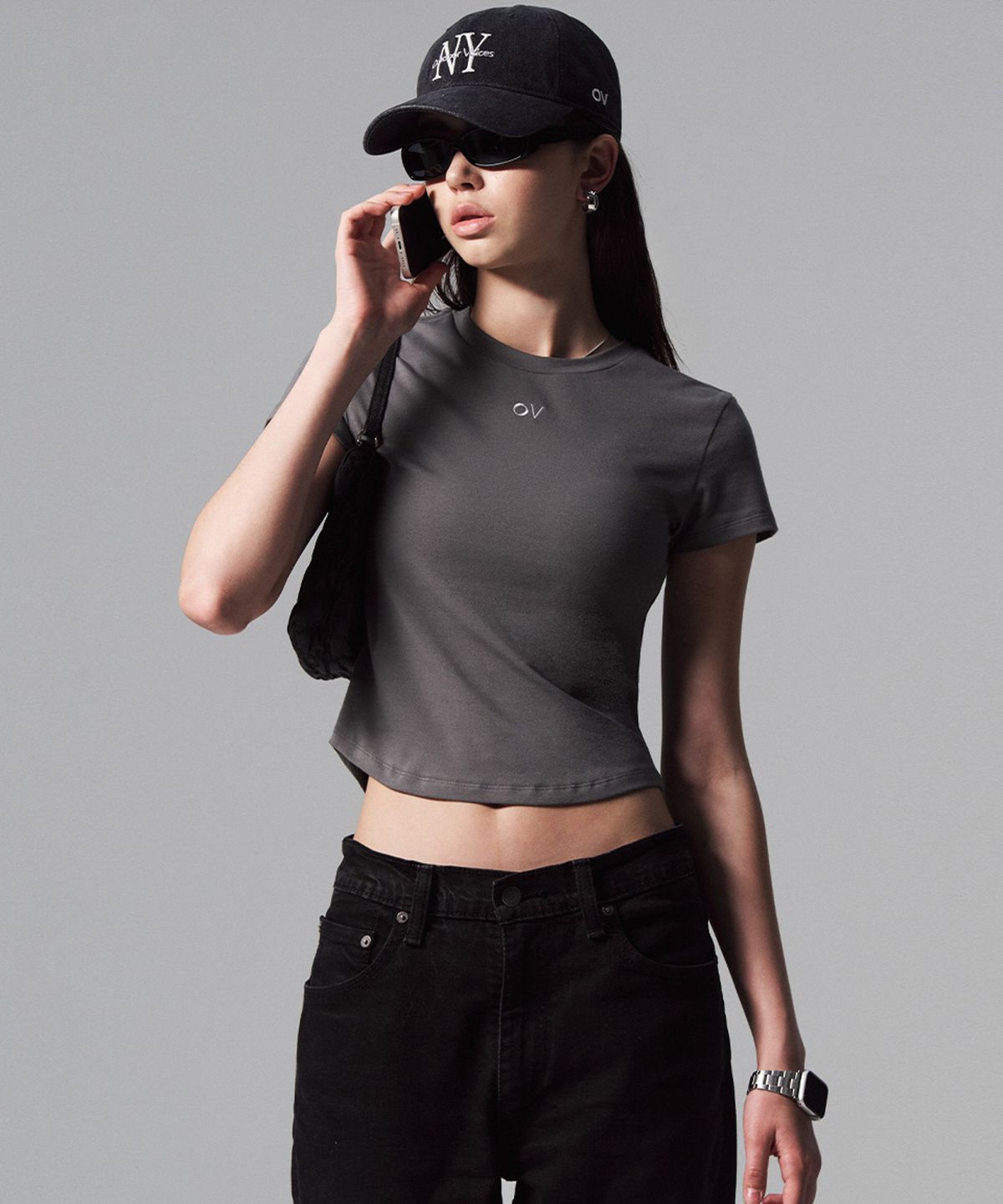 아웃도어 보이스(OUTDOOR VOICES) (W)OV CENTRAL LOGO BABY TEE (GRAY)