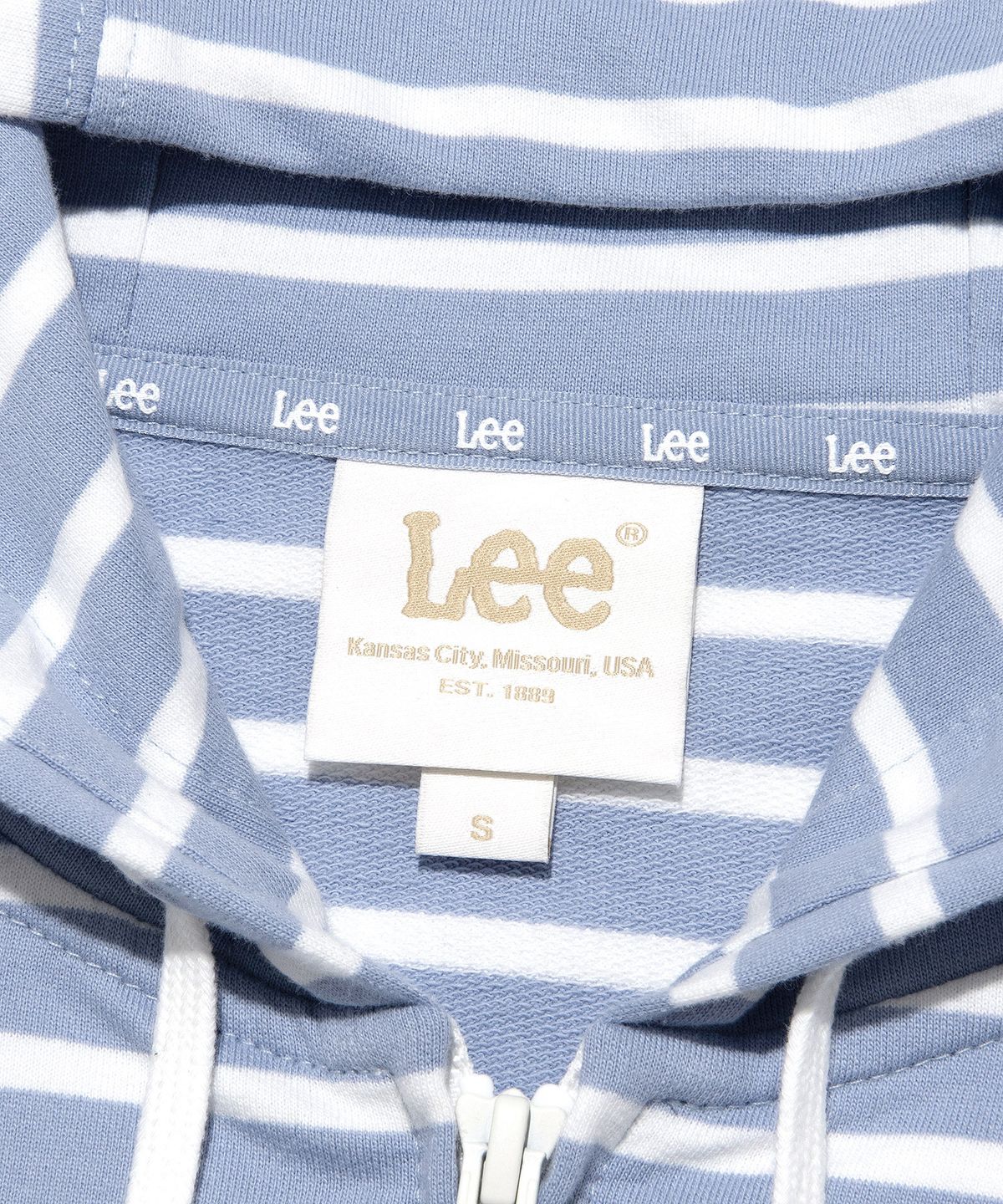리(LEE) 우먼 유니온 로고 후드집업 라이트블루