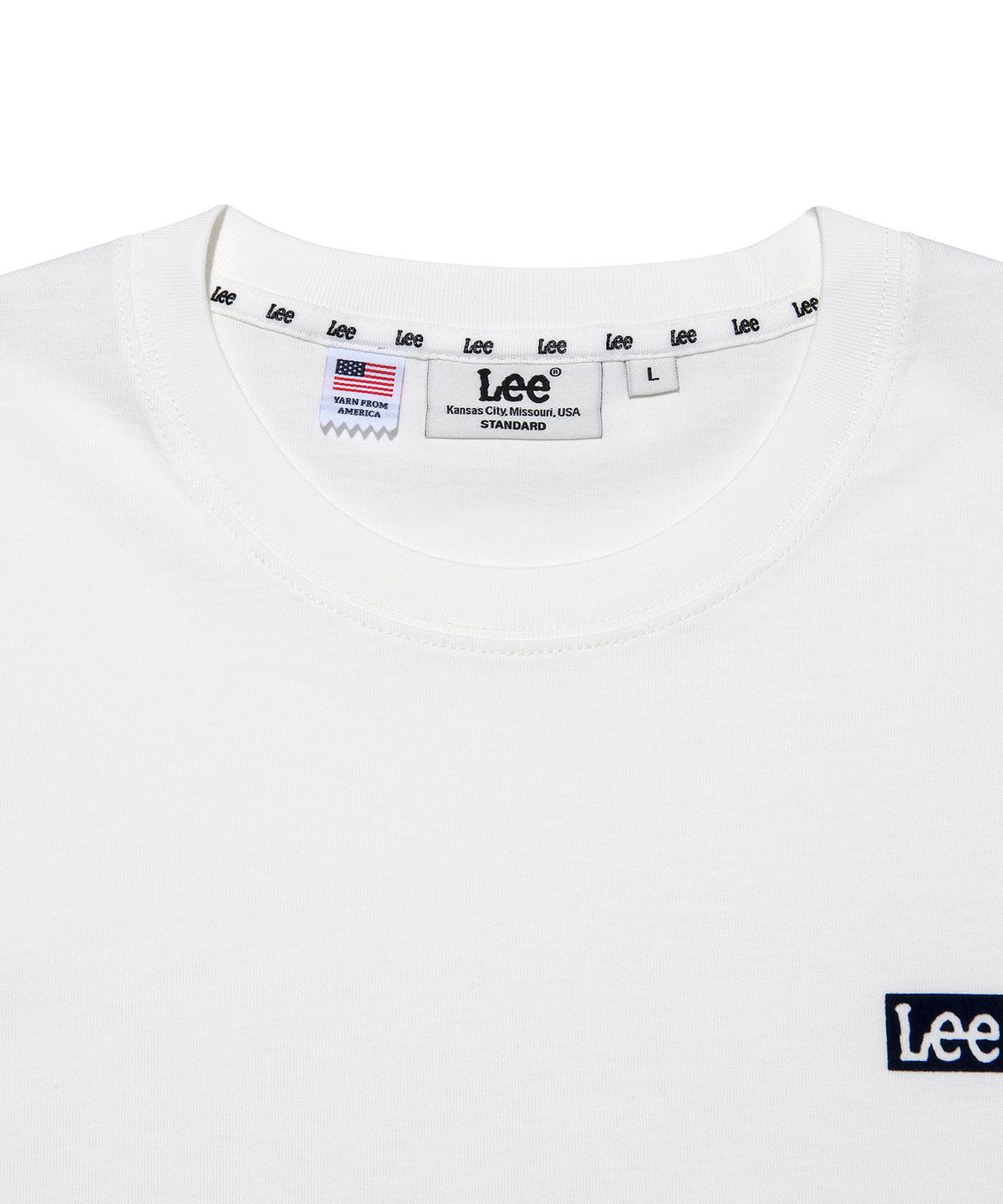 리(LEE) 박스 로고 긴팔 티셔츠 화이트
