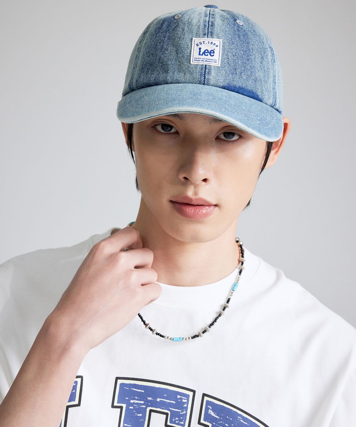 리(LEE) 데님 라벨 볼캡 인디고 미듐
