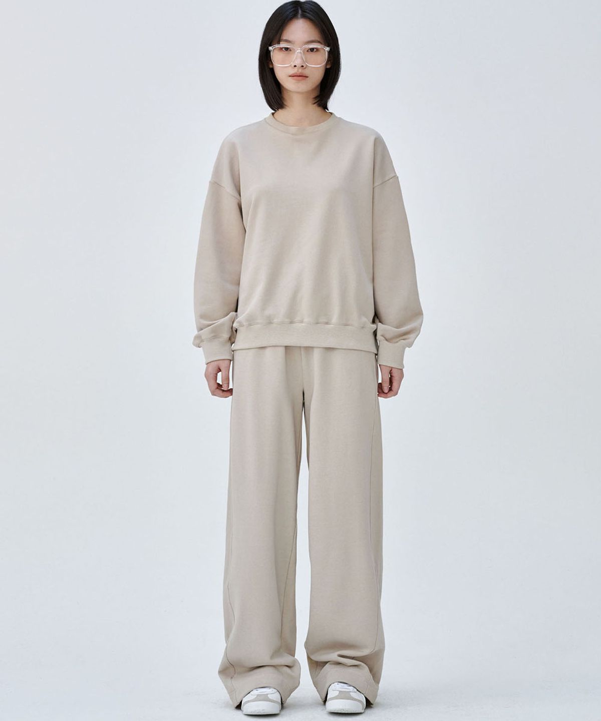 마롭(MALOUPE) 2305 피그먼트 배럴핏 스웻팬츠 (베이지)
