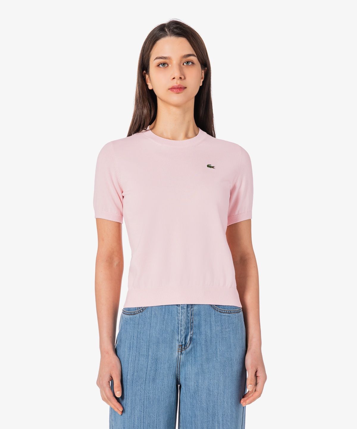 라코스테(LACOSTE) 여성 베이직 크루넥 반팔 스웨터 AF115E-56G ADY