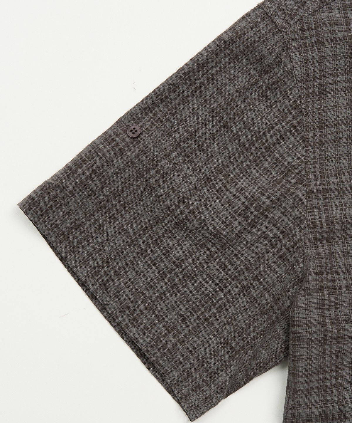 토피(TOFFEE) 뮤티드 체크 하프 셔츠 (CHARCOAL)