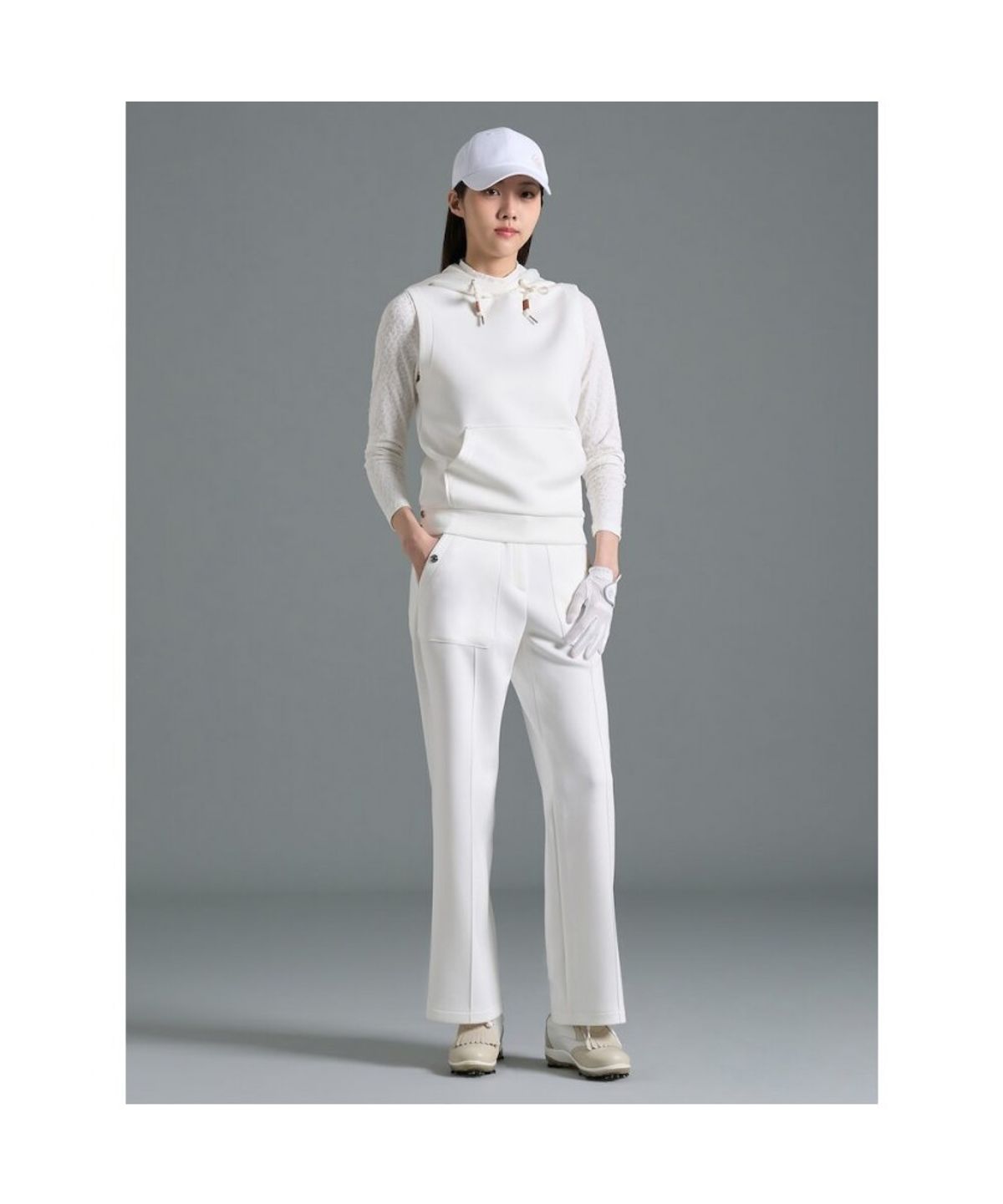 빈폴골프(BEANPOLE GOLF) 여성 저지 후드 베스트  아이보리