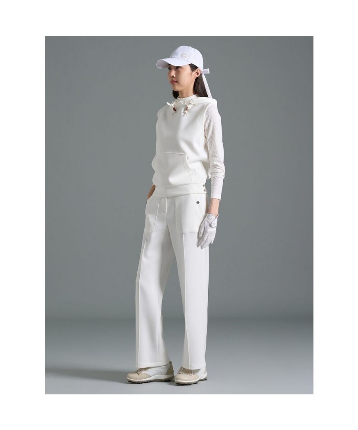 빈폴골프(BEANPOLE GOLF) 여성 저지 후드 베스트  아이보리