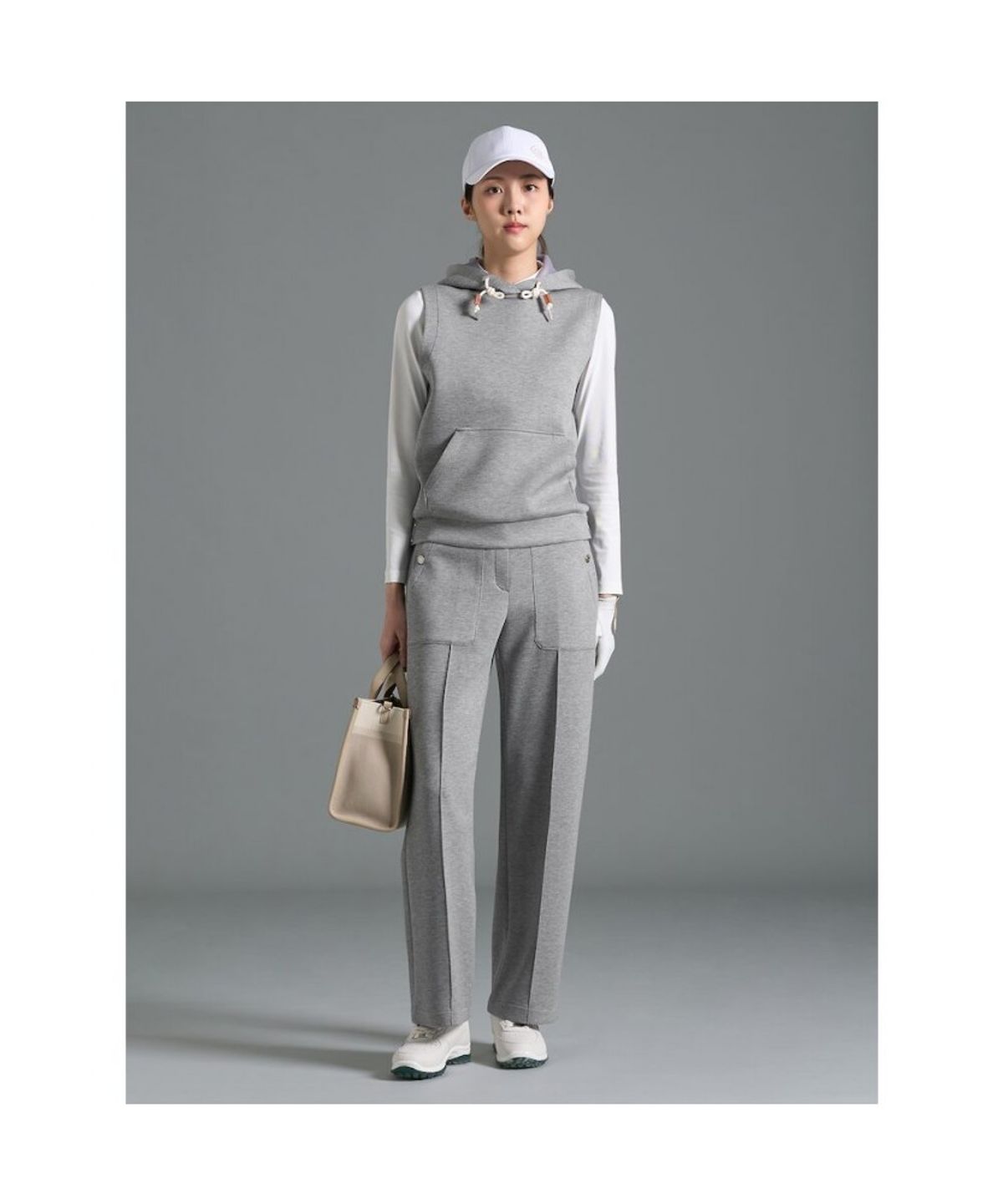 빈폴골프(BEANPOLE GOLF) 여성 저지 후드 베스트  그레이