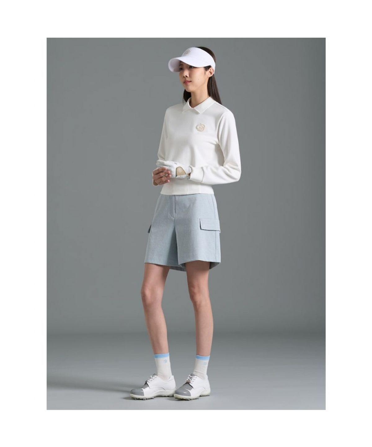빈폴골프(BEANPOLE GOLF) 여성 우븐믹스 블루종핏 긴소매 티셔츠  아이보리