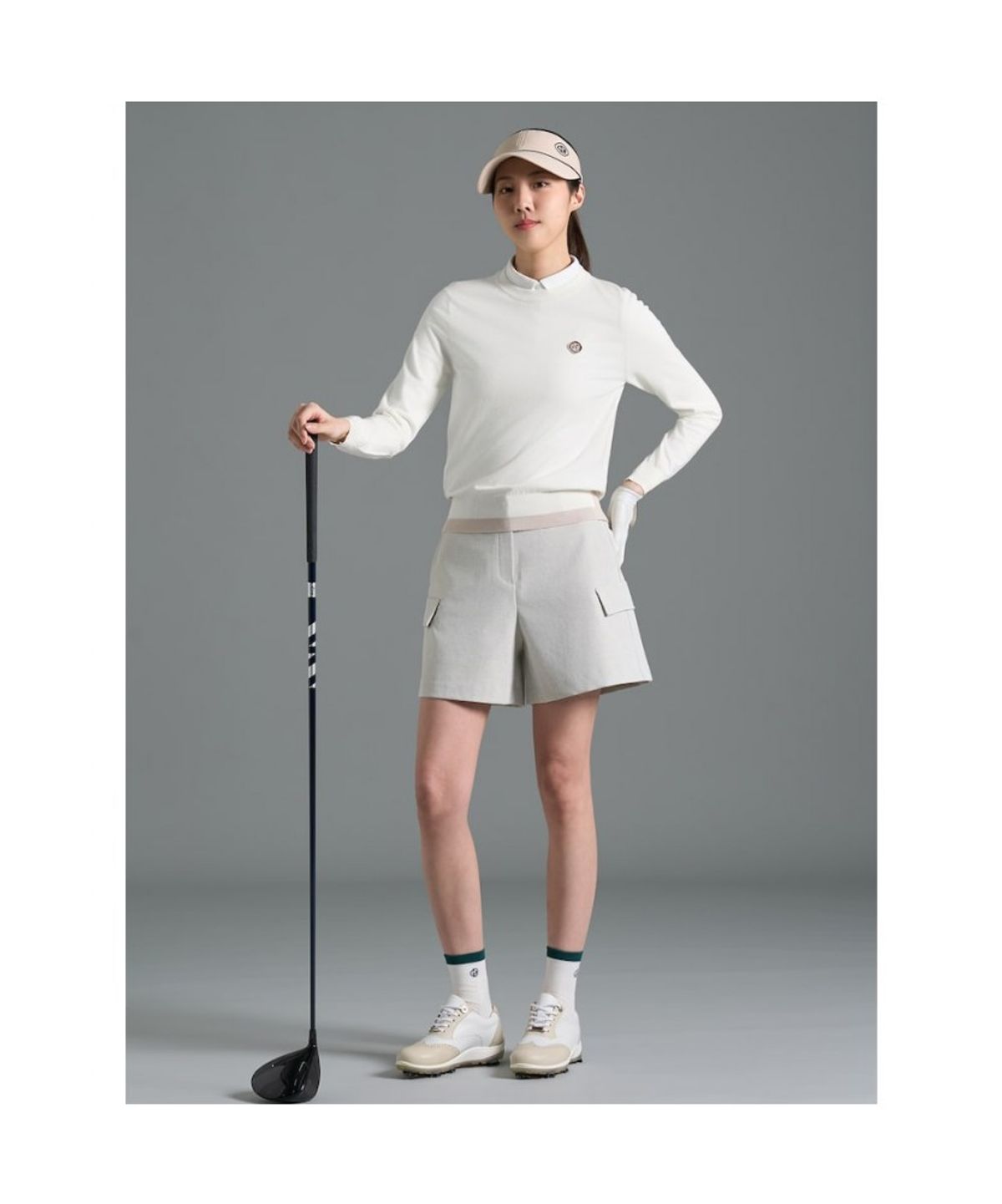 빈폴골프(BEANPOLE GOLF) 여성 라운드넥 긴소매 풀오버  아이보리