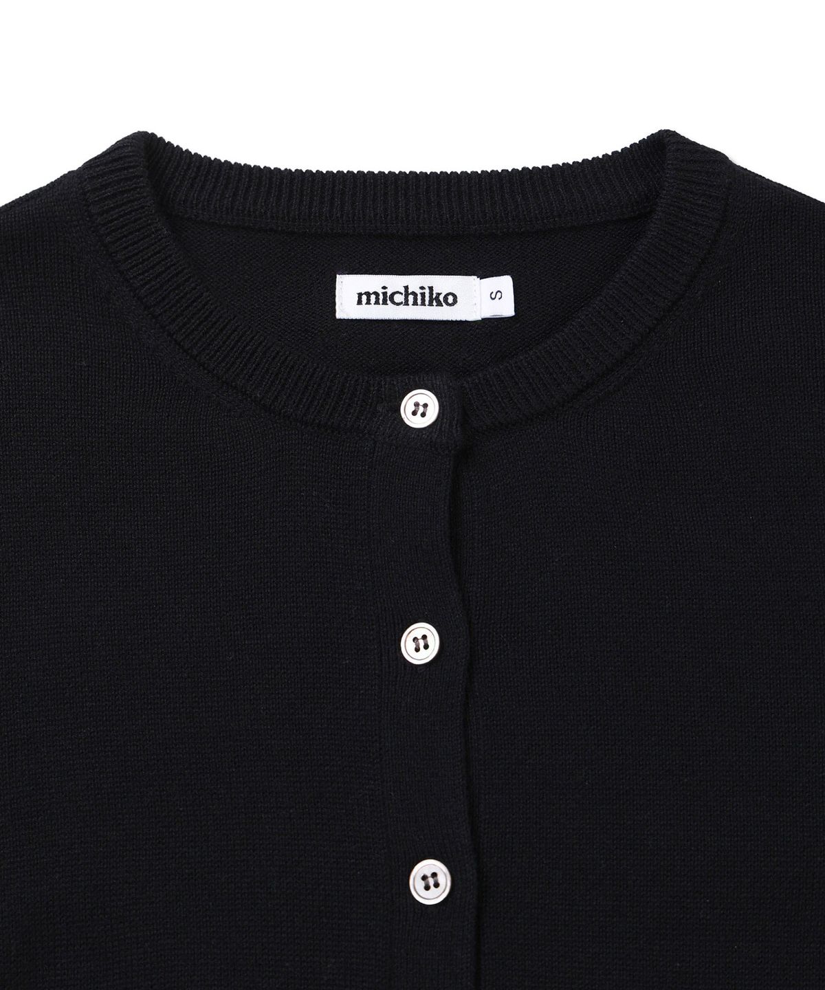 미치코런던 코시노(MICHIKO LONDON KOSHINO) 에센셜 라운드 니트 가디건 블랙