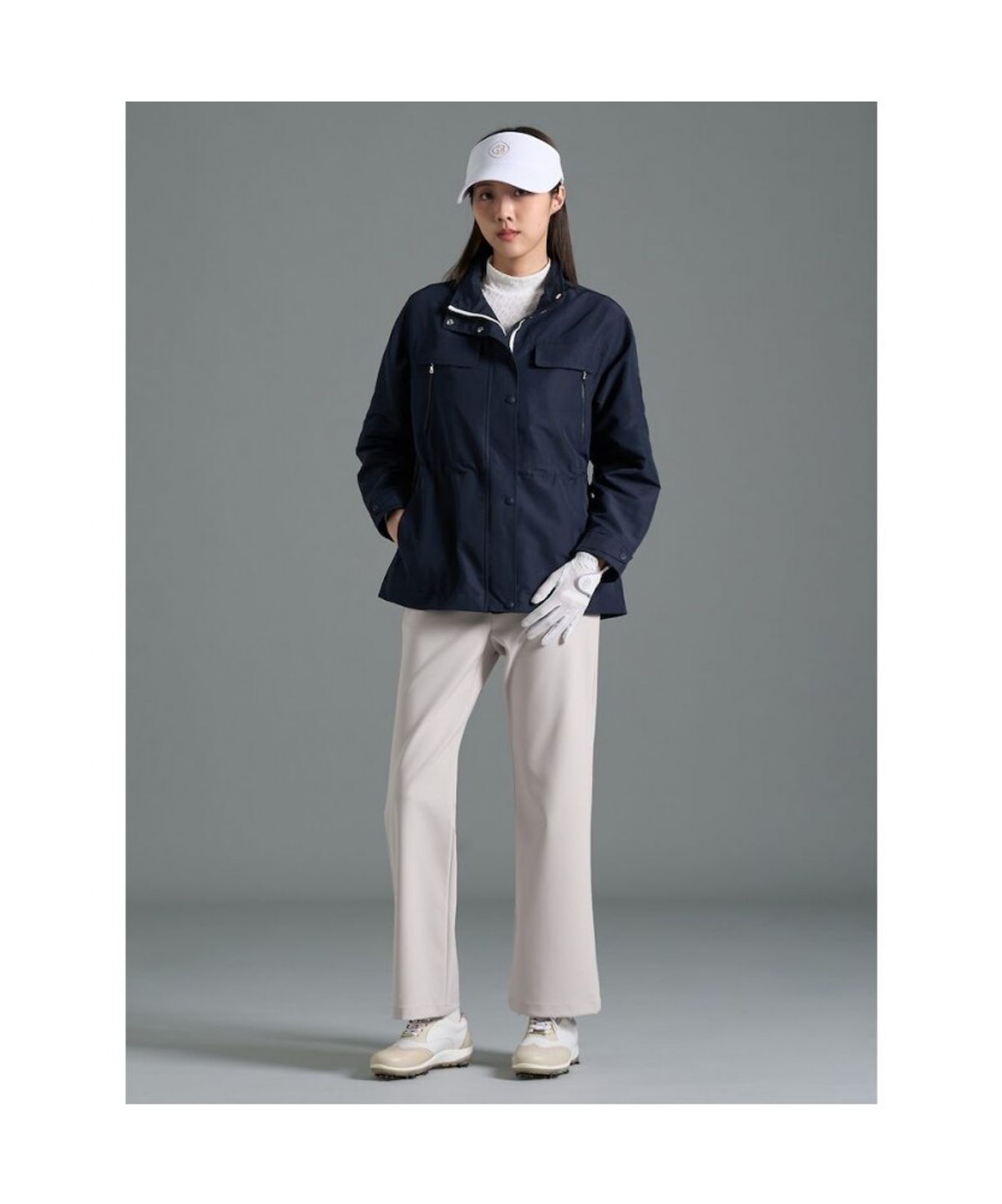빈폴골프(BEANPOLE GOLF) 여성 하이넥 사파리 안감 점퍼  네이비