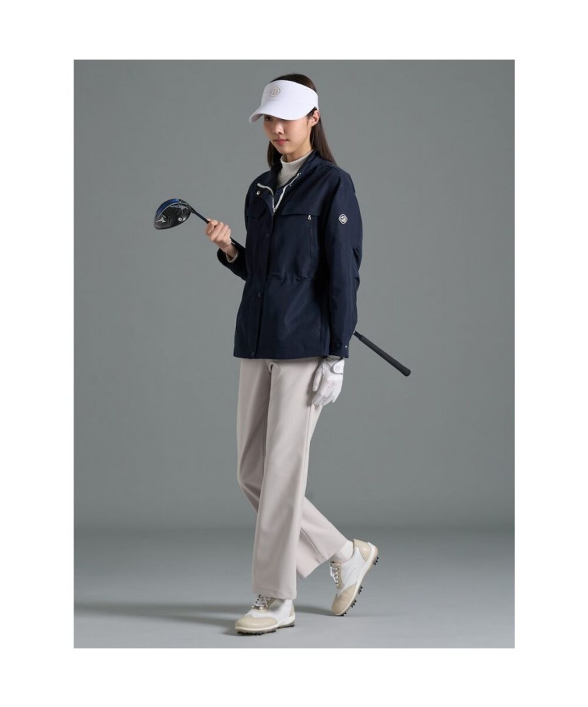빈폴골프(BEANPOLE GOLF) 여성 하이넥 사파리 안감 점퍼  네이비