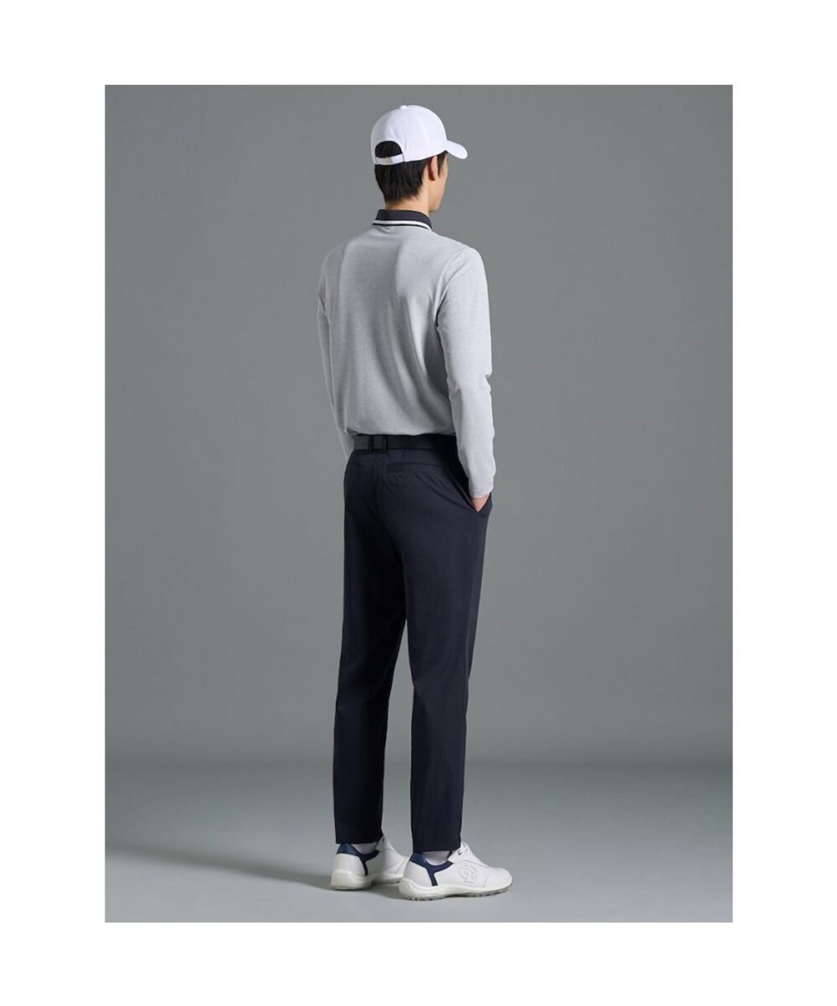 빈폴골프(BEANPOLE GOLF) 남성 투톤 피케 긴소매 칼라티셔츠  그레이