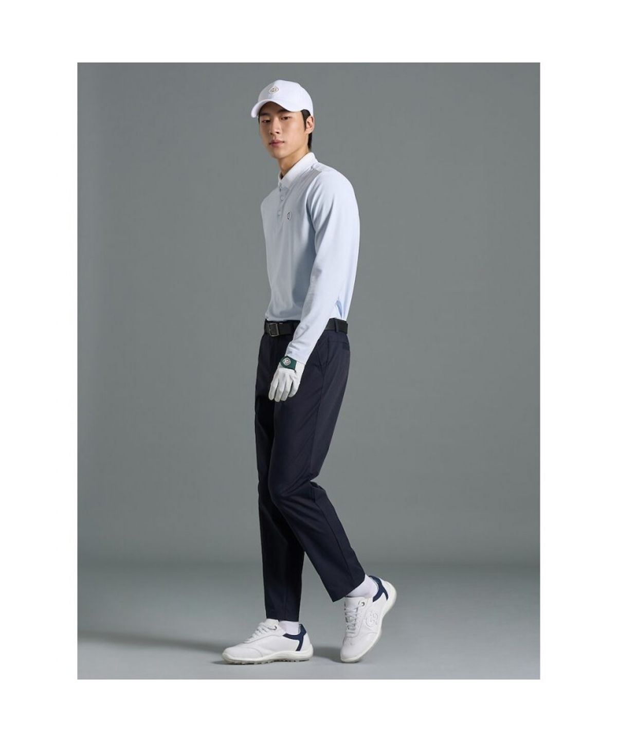 빈폴골프(BEANPOLE GOLF) 남성 투톤 피케 긴소매 칼라티셔츠  스카이 블루