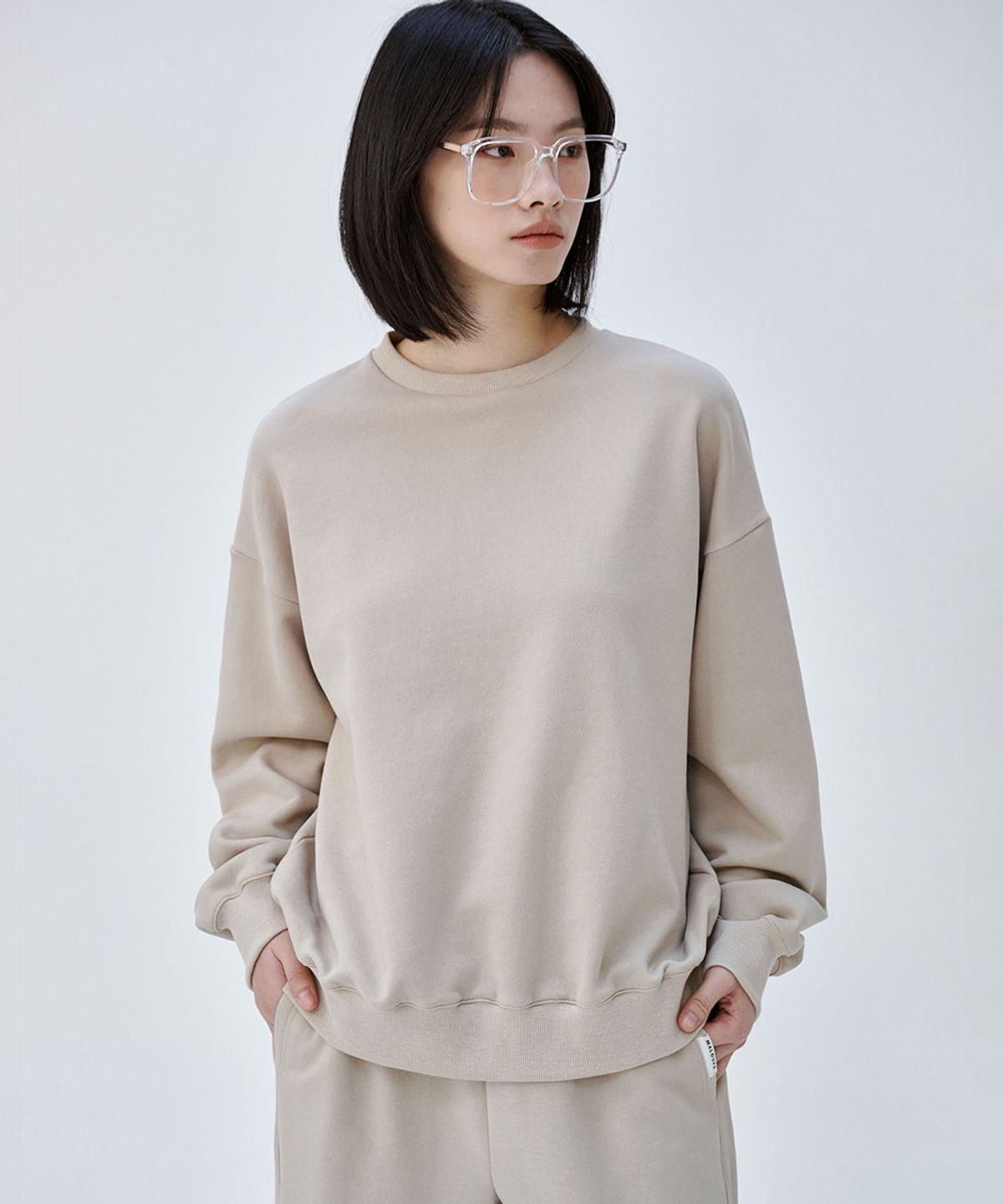 마롭(MALOUPE) 5309 피그먼트 스웻티셔츠 (베이지)