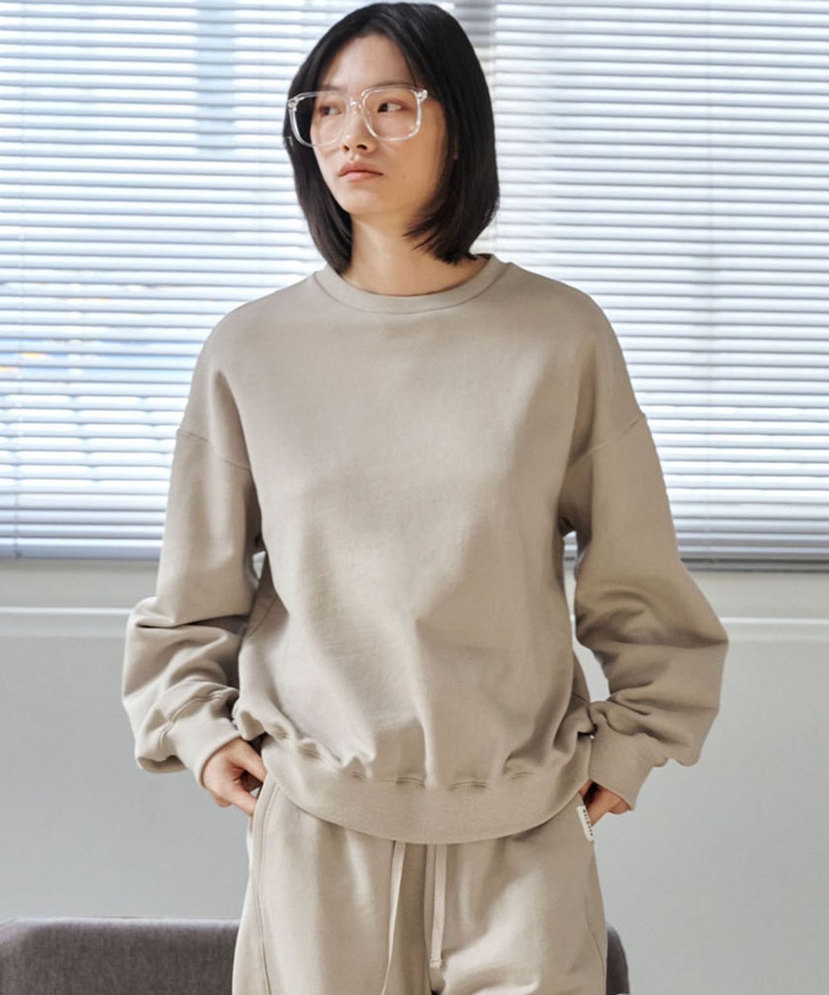 마롭(MALOUPE) 5309 피그먼트 스웻티셔츠 (베이지)