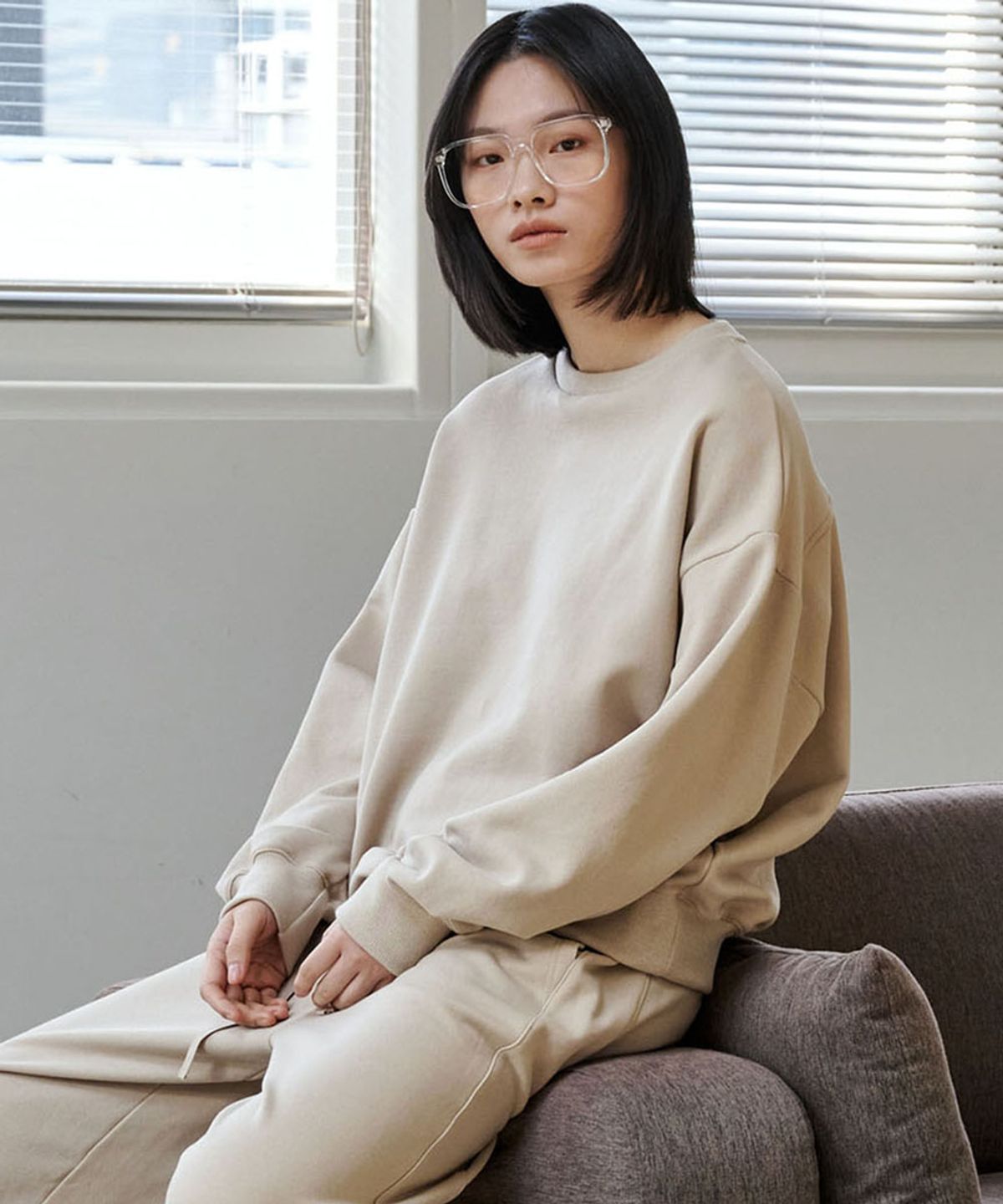 마롭(MALOUPE) 5309 피그먼트 스웻티셔츠 (베이지)