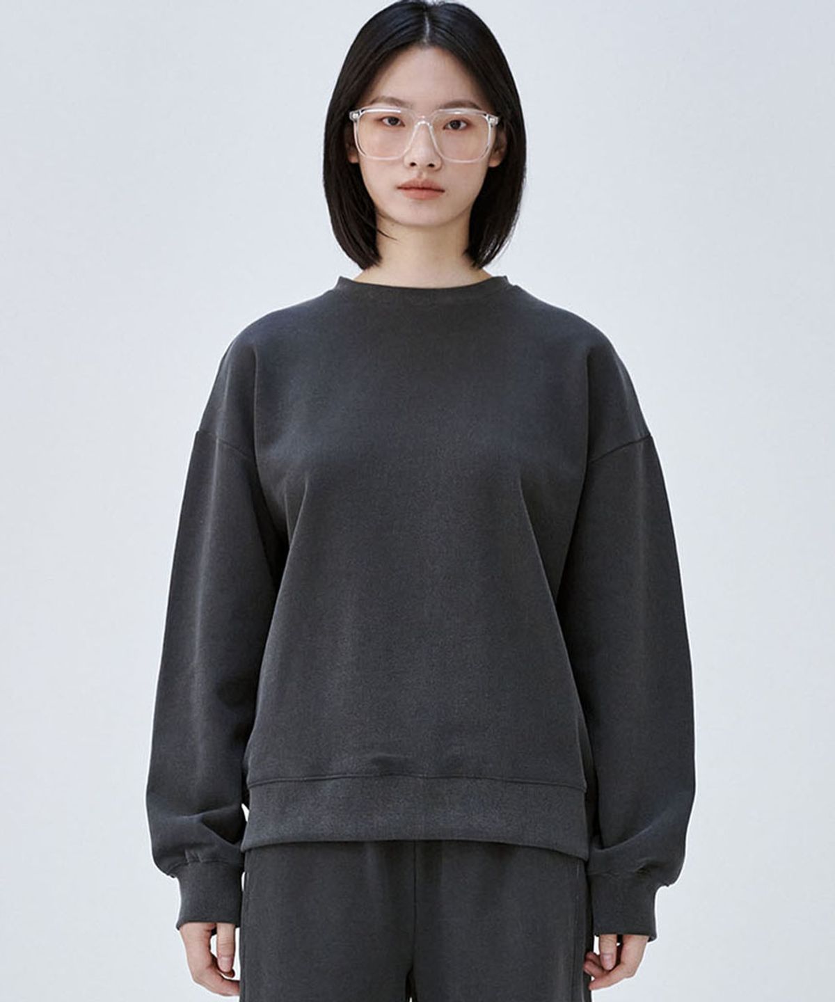 마롭(MALOUPE) 5309 피그먼트 스웻티셔츠 (다크그레이)