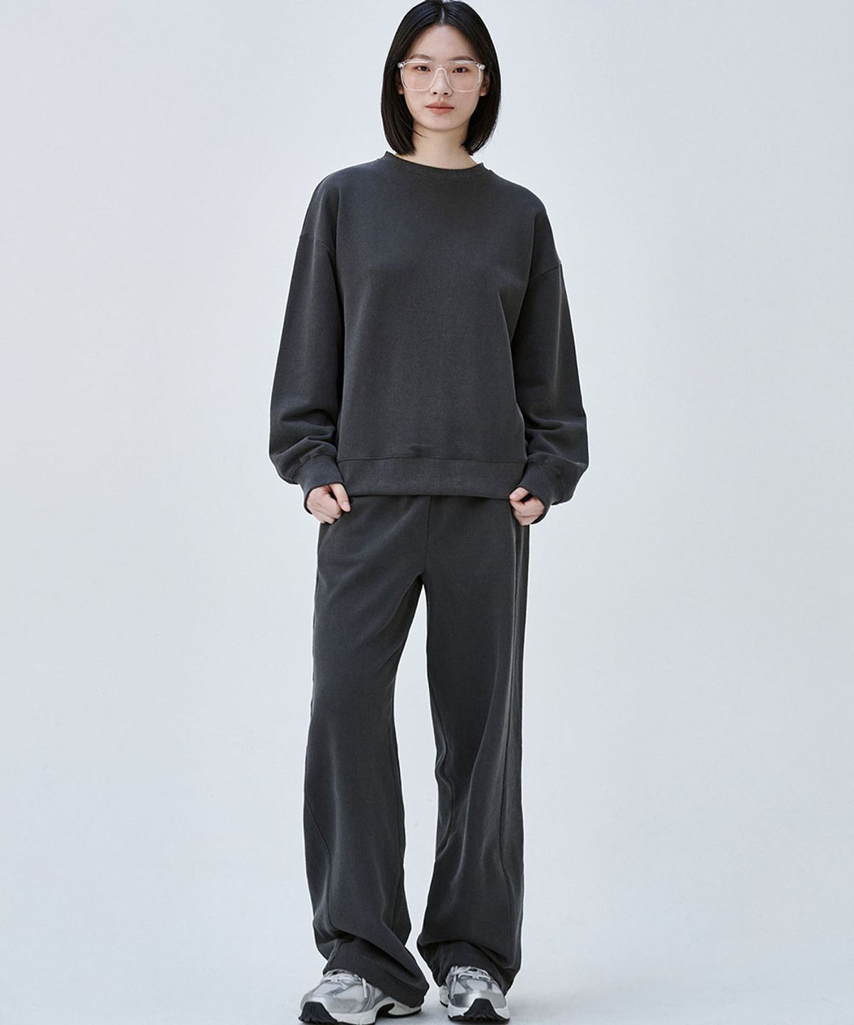 마롭(MALOUPE) 5309 피그먼트 스웻티셔츠 (다크그레이)