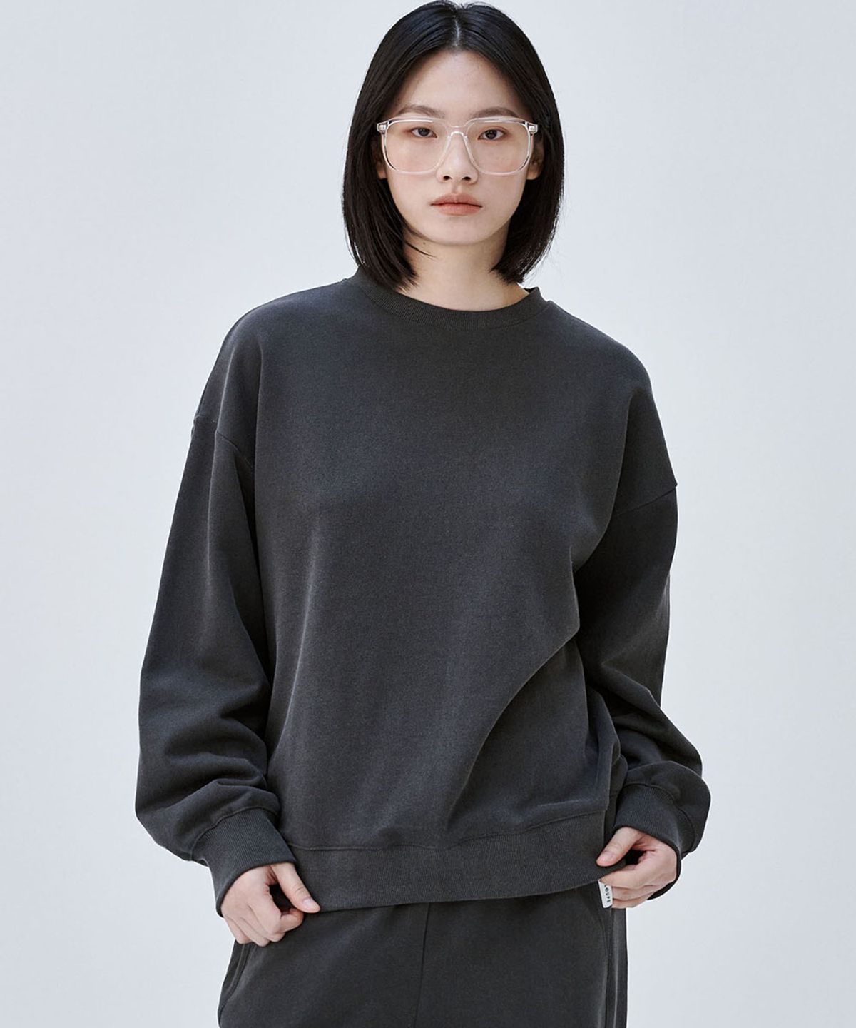 마롭(MALOUPE) 5309 피그먼트 스웻티셔츠 (다크그레이)