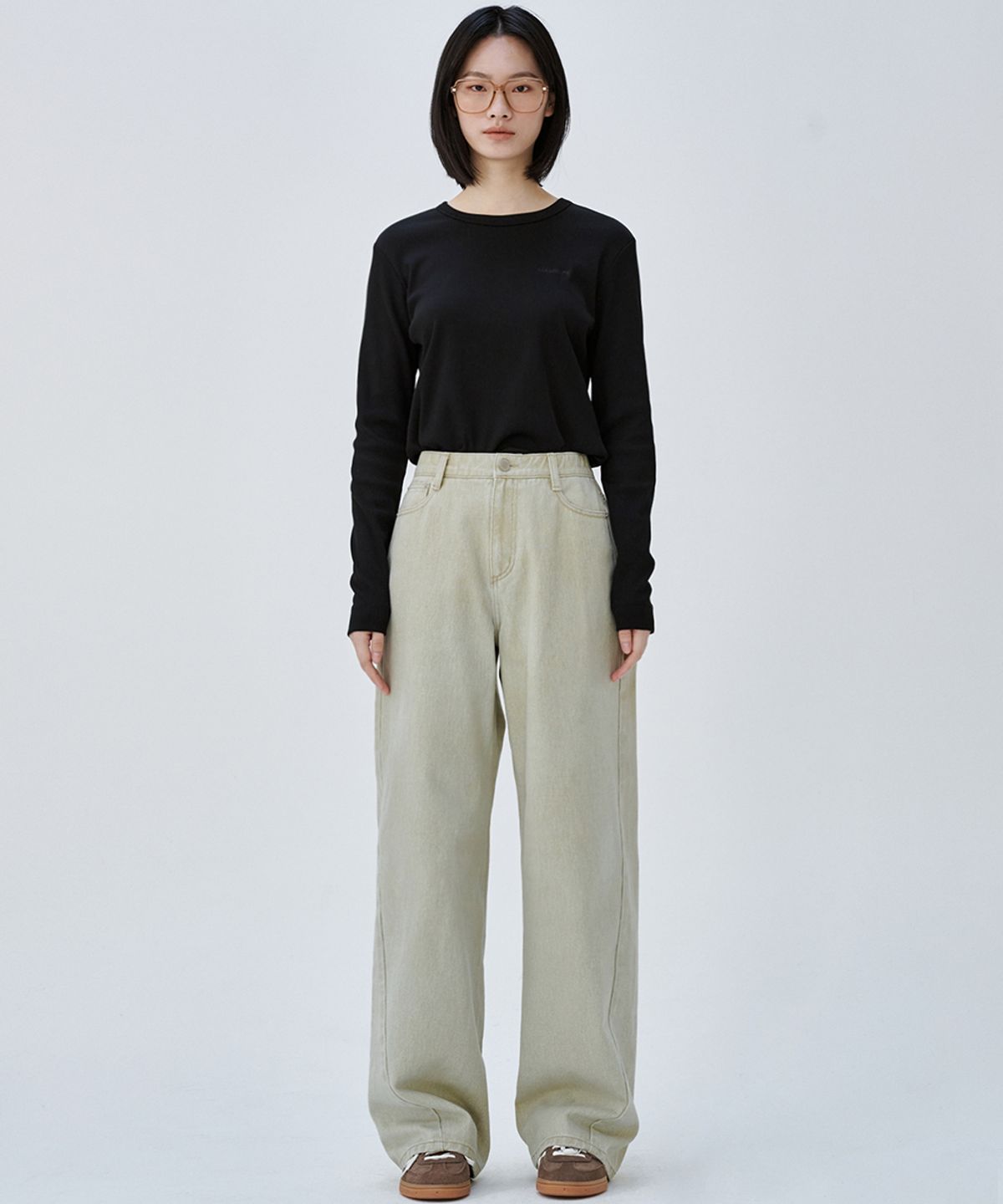 마롭(MALOUPE) 5116 리브드 슬림티셔츠 (블랙)