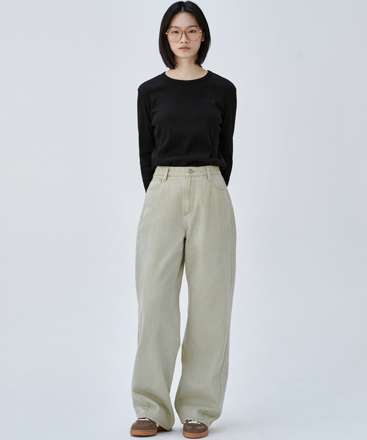 마롭(MALOUPE) 5116 리브드 슬림티셔츠 (블랙)