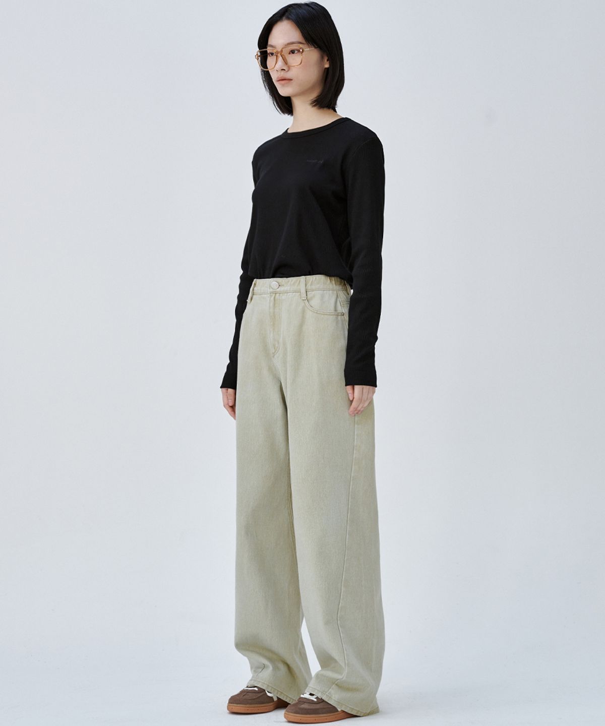 마롭(MALOUPE) 5116 리브드 슬림티셔츠 (블랙)