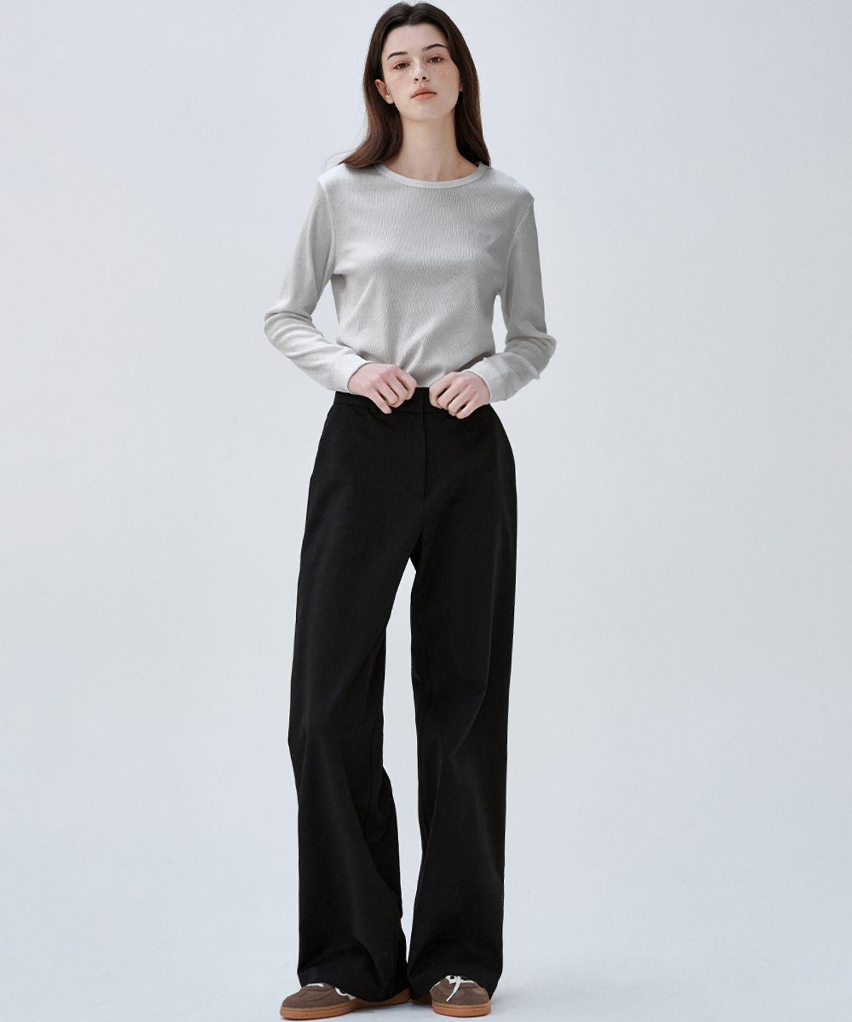 마롭(MALOUPE) 5116 리브드 슬림티셔츠 (그레이)