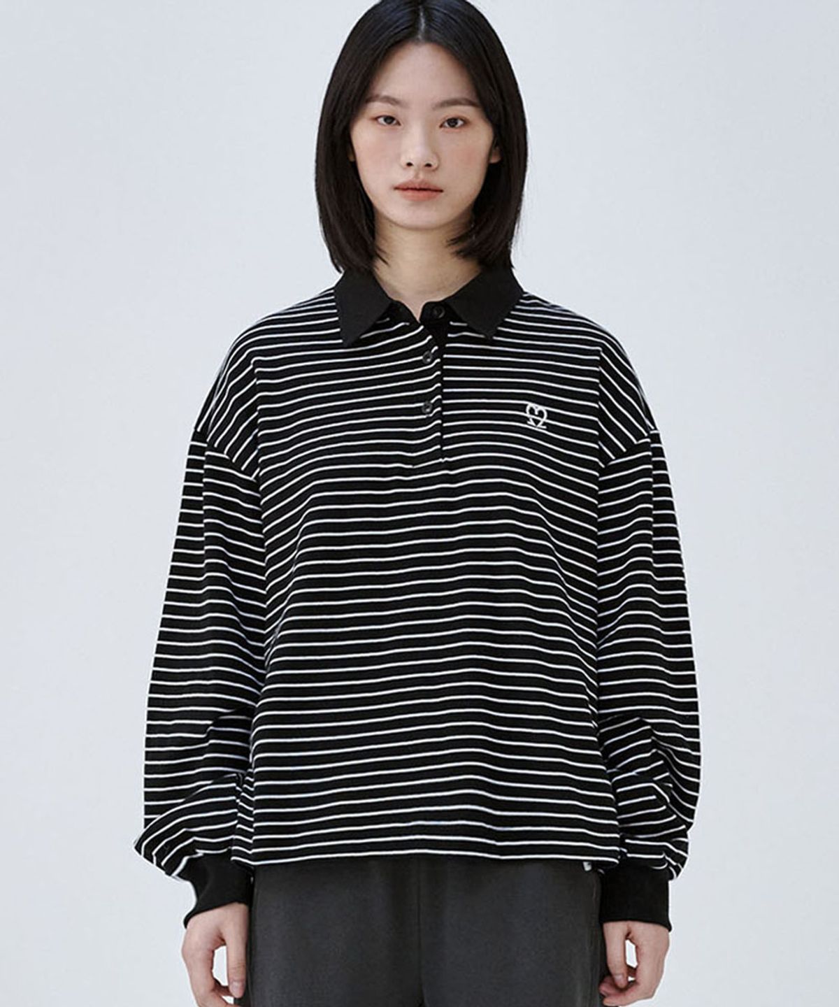 마롭(MALOUPE) 5114 크롭 스트라이프 티셔츠 (블랙)