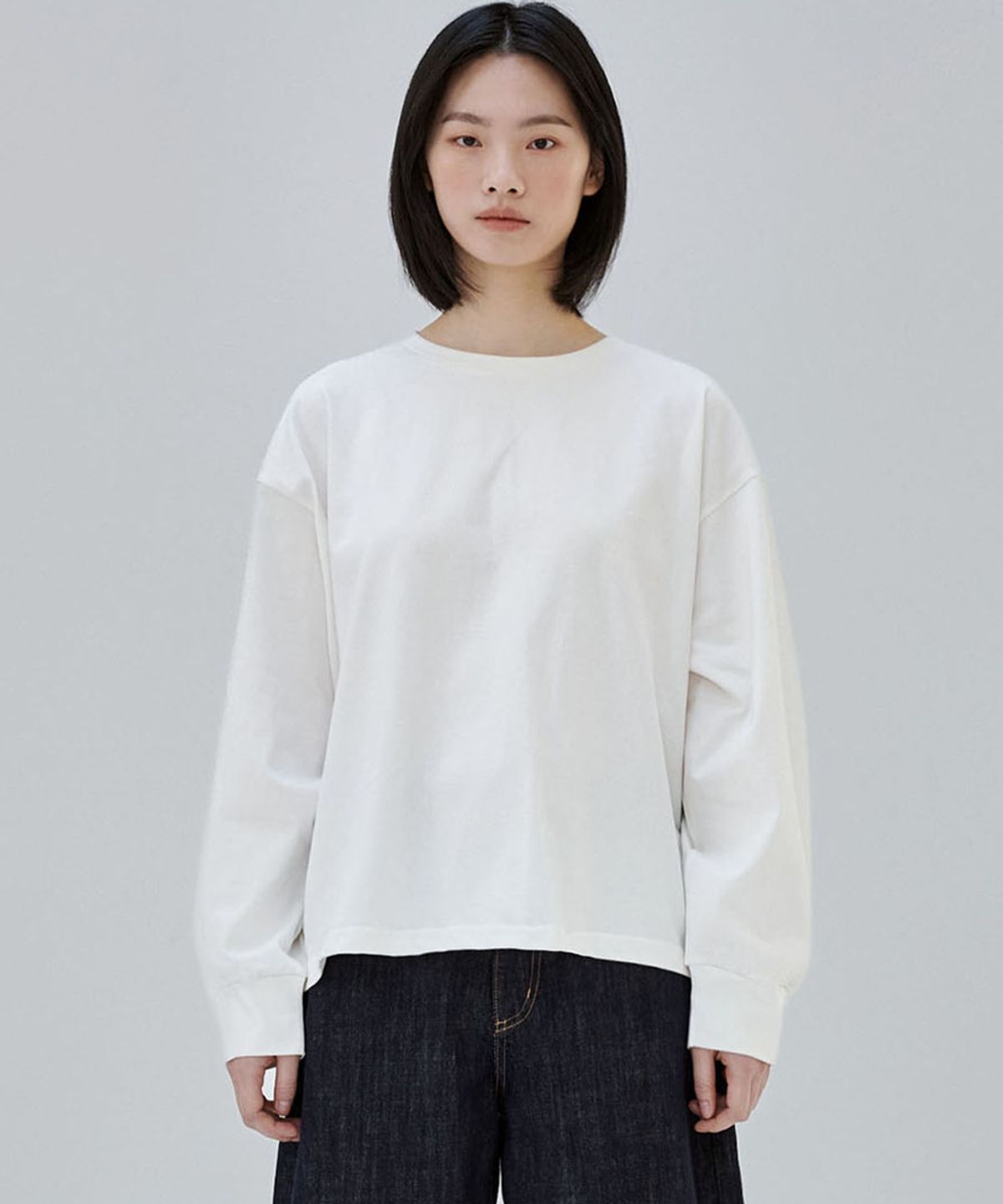 마롭(MALOUPE) 5115 크롭 오버핏 티셔츠 (아이보리)
