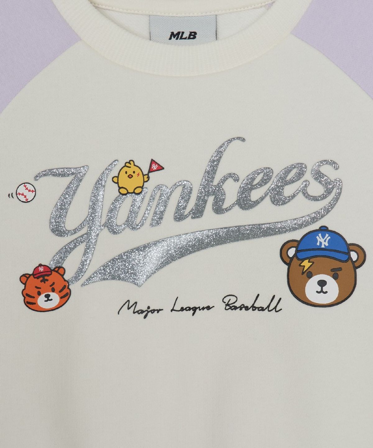 엠엘비 키즈(MLB KIDS) 메가베어 프렌즈 라글란 맨투맨 세트 NY (Lavender)