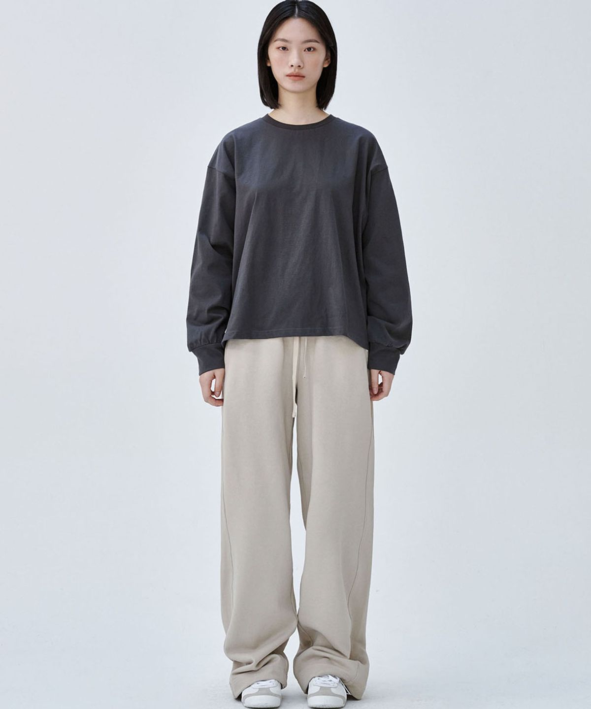 마롭(MALOUPE) 5115 크롭 오버핏 티셔츠 (다크 그레이)