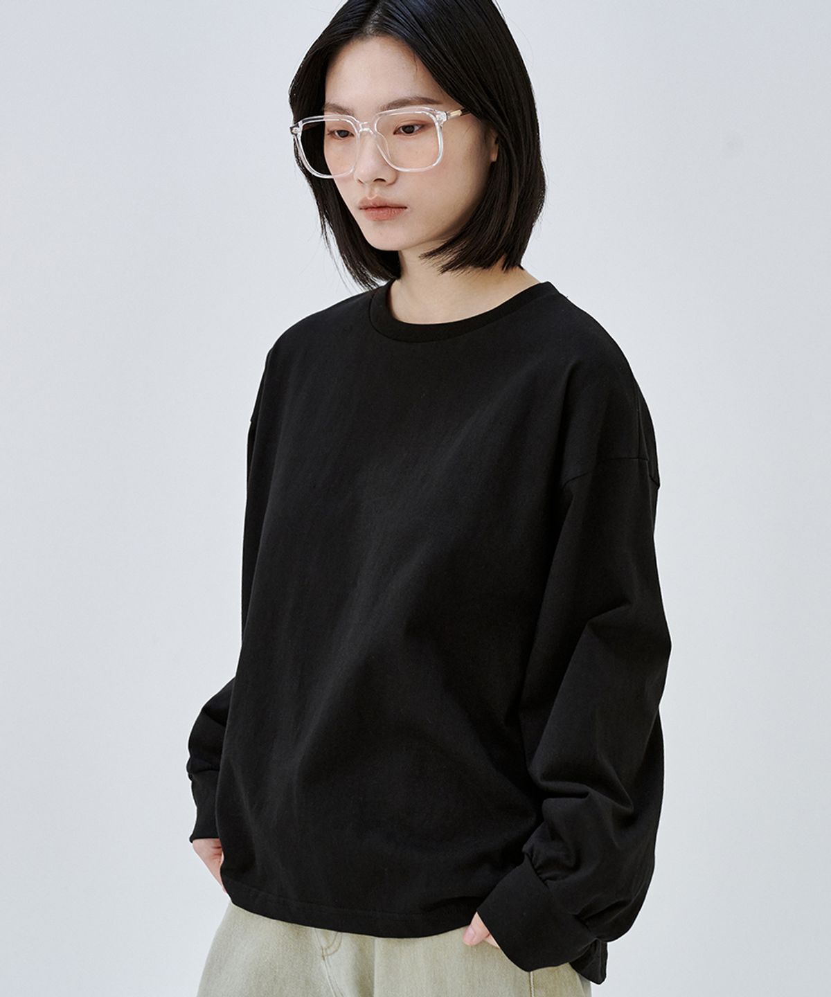 마롭(MALOUPE) 5115 크롭 오버핏 티셔츠 (블랙)