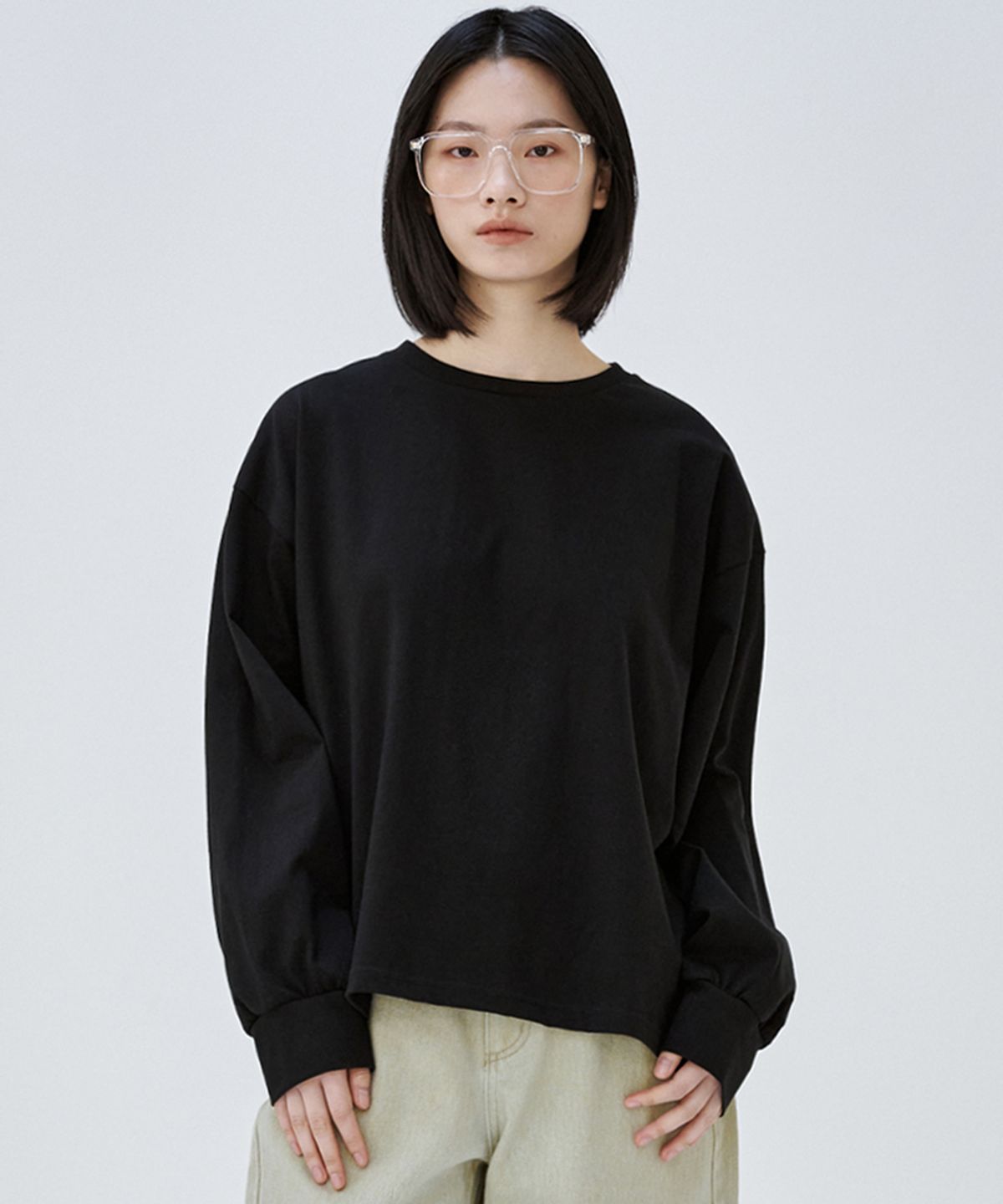 마롭(MALOUPE) 5115 크롭 오버핏 티셔츠 (블랙)