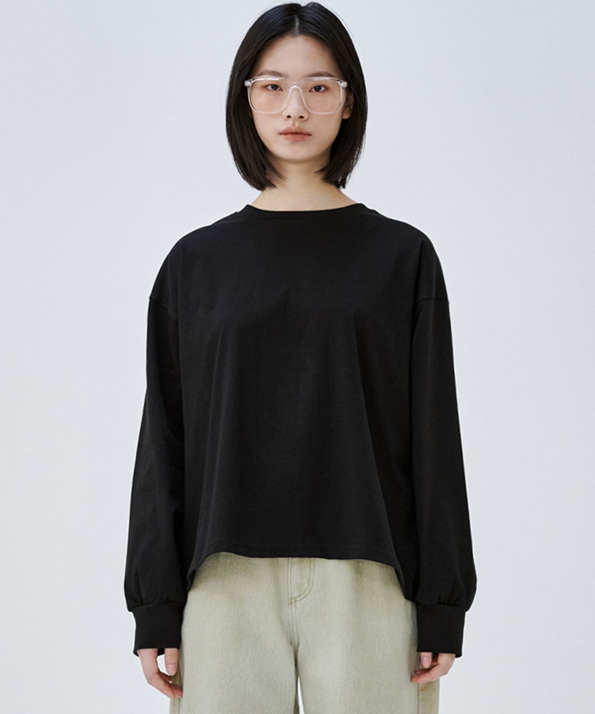 마롭(MALOUPE) 5115 크롭 오버핏 티셔츠 (블랙)