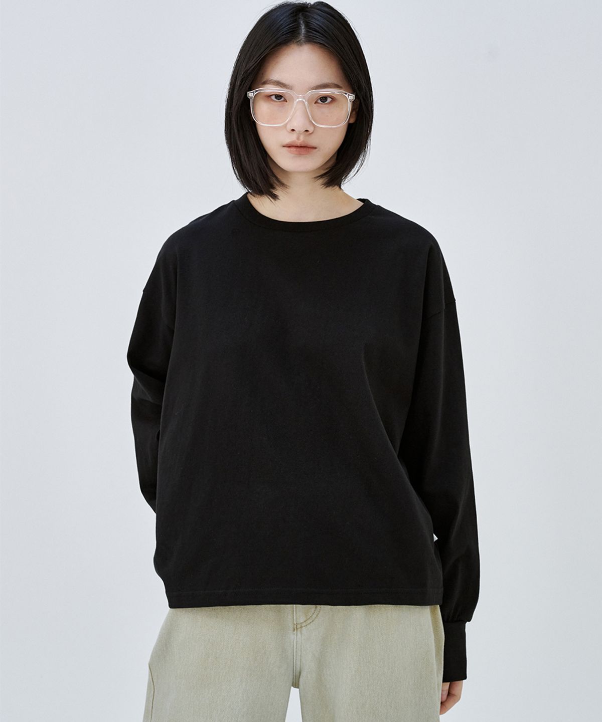 마롭(MALOUPE) 5115 크롭 오버핏 티셔츠 (블랙)