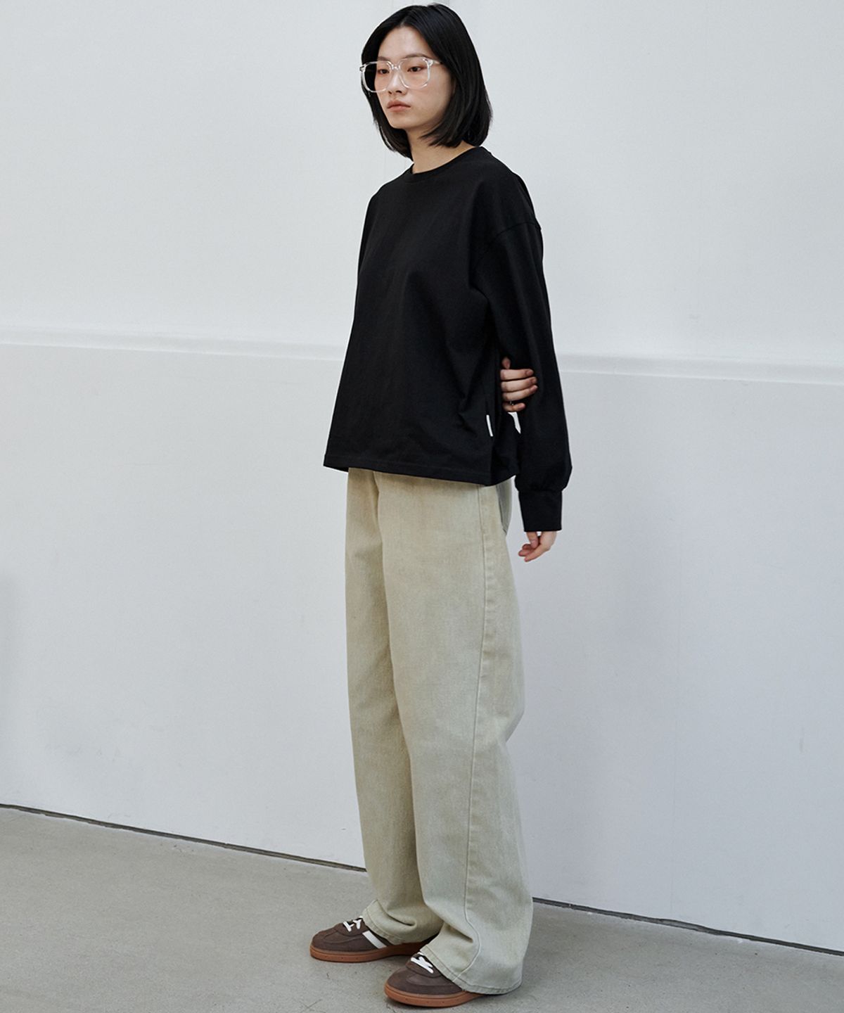 마롭(MALOUPE) 5115 크롭 오버핏 티셔츠 (블랙)