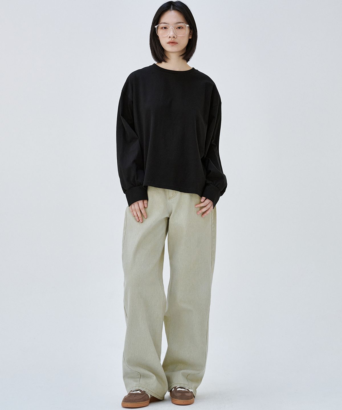 마롭(MALOUPE) 5115 크롭 오버핏 티셔츠 (블랙)