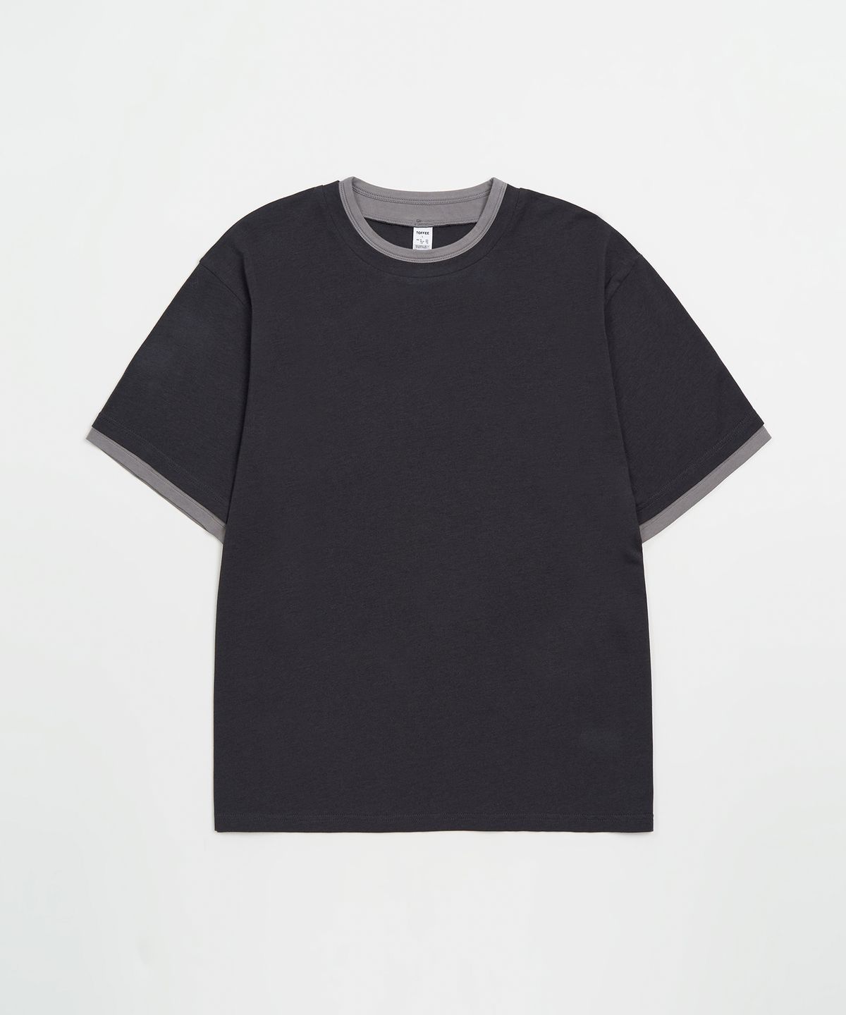 토피(TOFFEE) 투톤 레이어드 티셔츠 (NAVY)