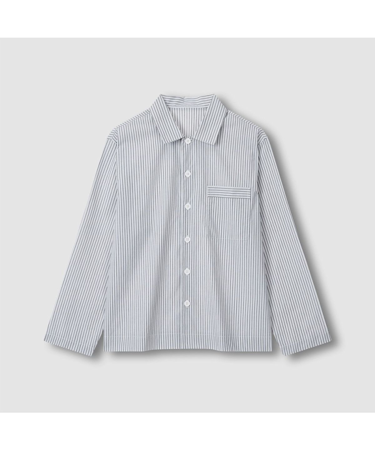 자주(JAJU) [공용] 60수 코튼 긴팔 라운지 셔츠 [S-XL]_라이트 네이비