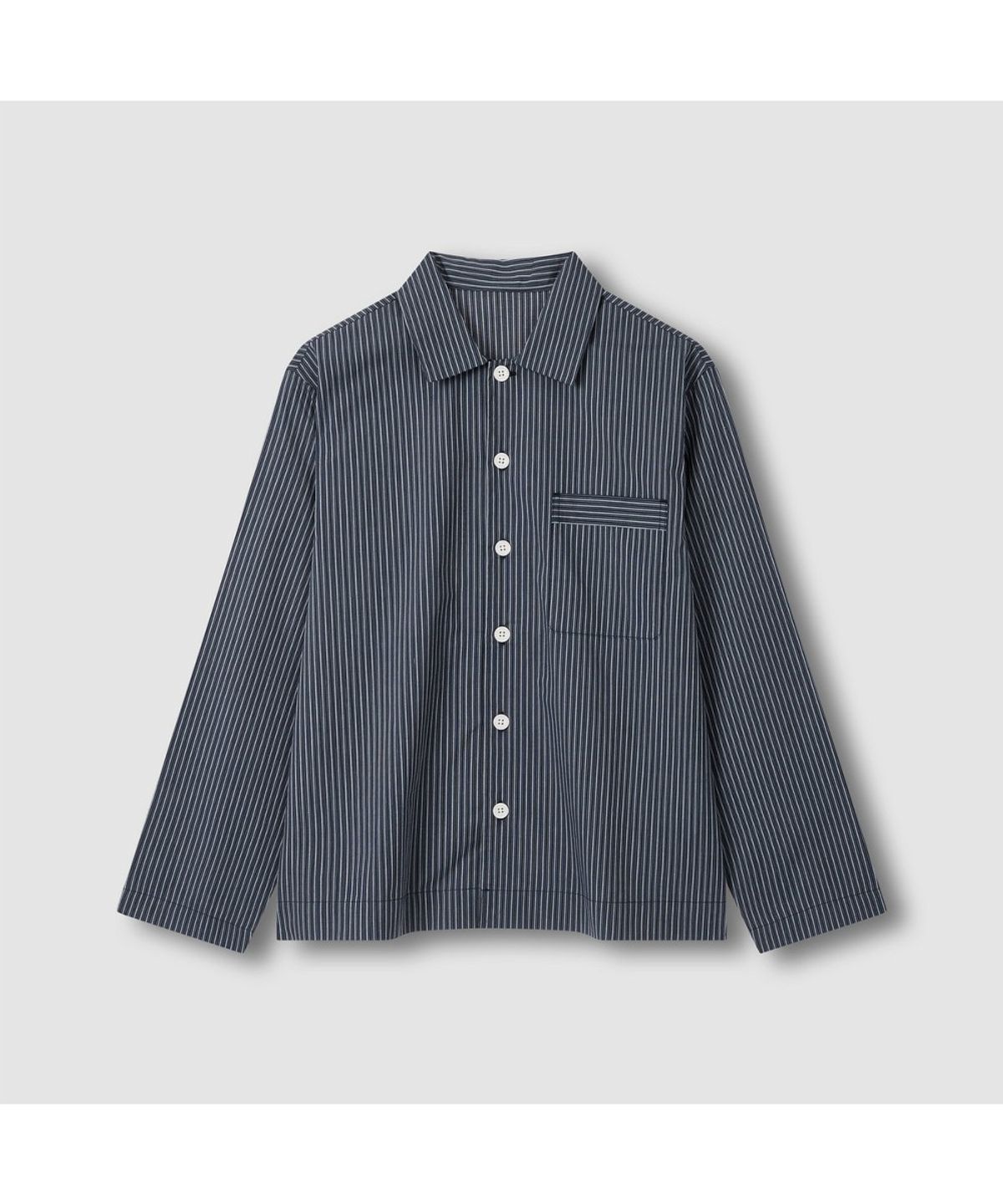 자주(JAJU) [공용] 60수 코튼 긴팔 라운지 셔츠 [S-XL]_다크 네이비