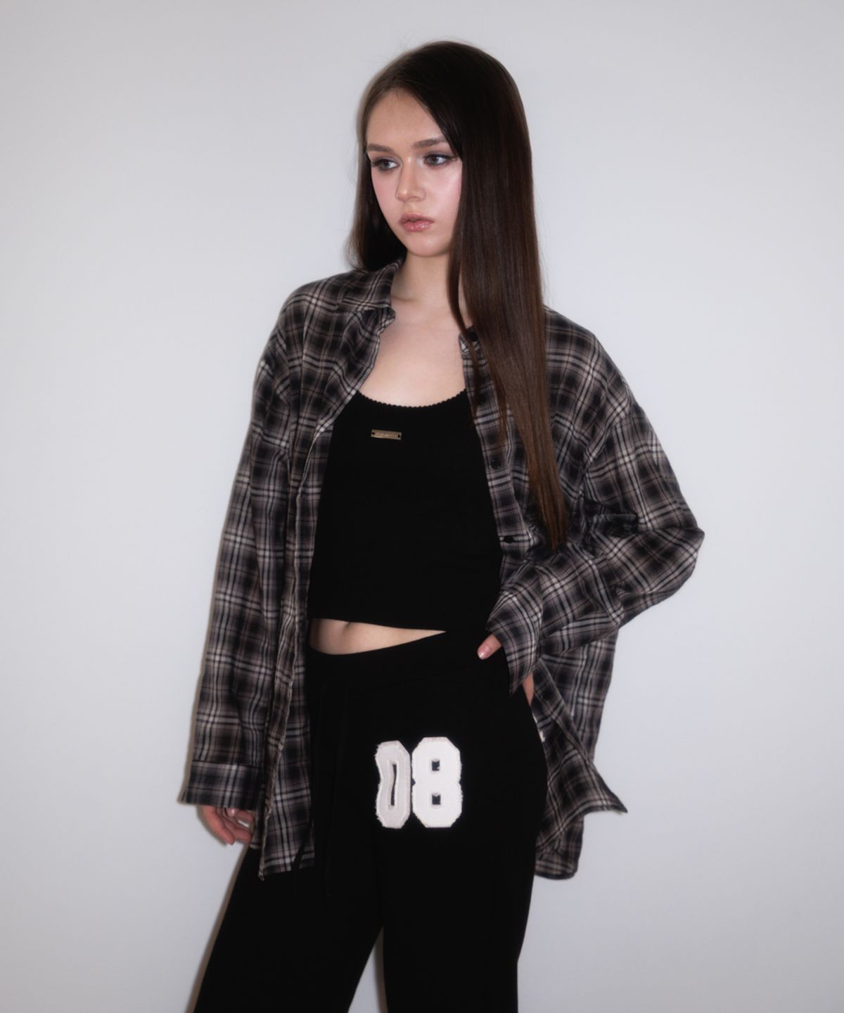 로제프란츠(ROSEFRANTZ) See-through Check Overfit Shirt [Black]