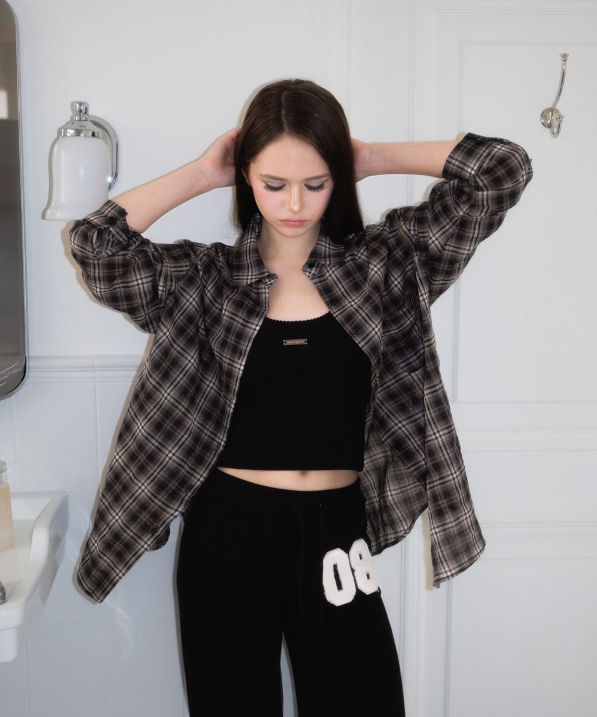 로제프란츠(ROSEFRANTZ) See-through Check Overfit Shirt [Black]