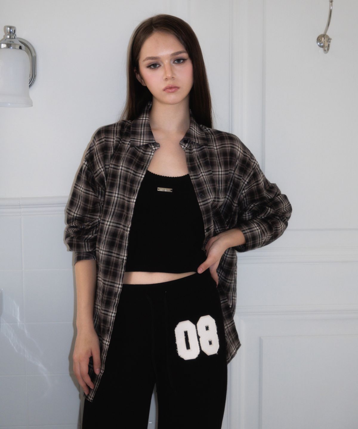 로제프란츠(ROSEFRANTZ) See-through Check Overfit Shirt [Black]