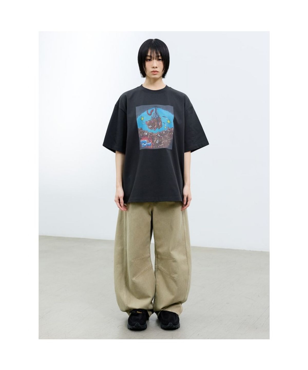 샌드 사운드(SAND SOUND) (UNISEX) 무릎 다트 베럴 레그 팬츠  아이보리