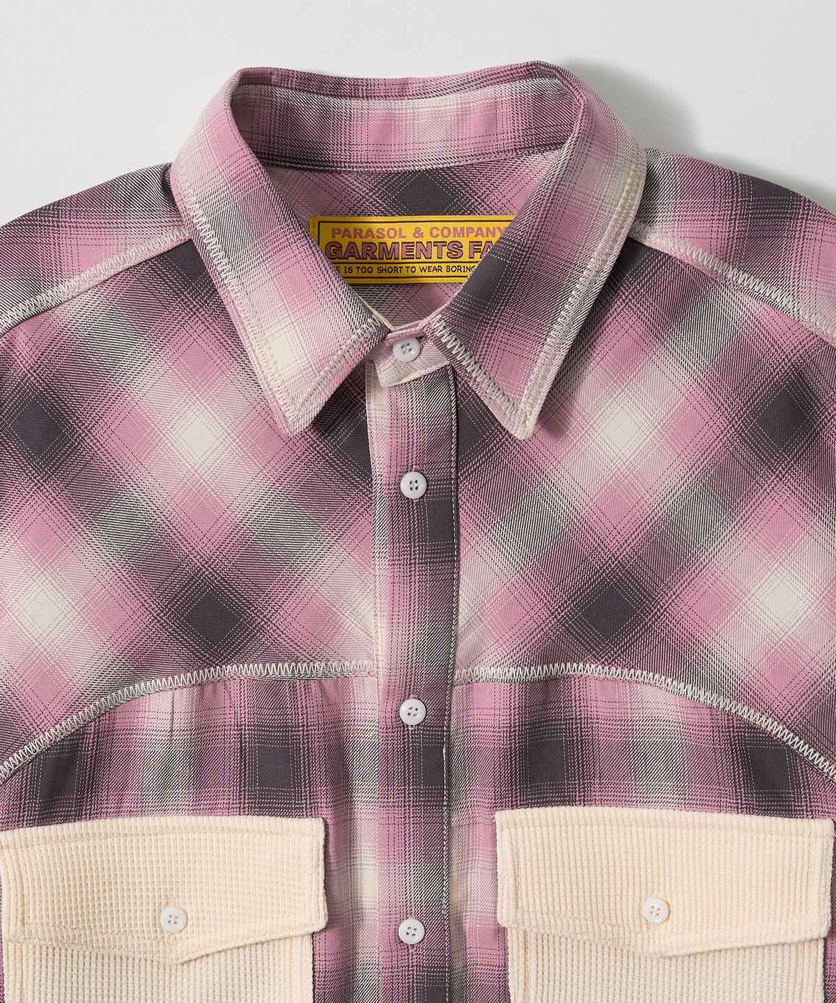 가먼츠팹(GARMENTS FAB) Zig-Zag Stitch Check shirts (PINK)