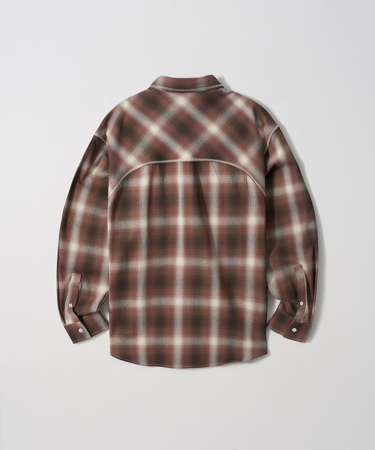 가먼츠팹(GARMENTS FAB) Zig-Zag Stitch Check shirts (BROWN)