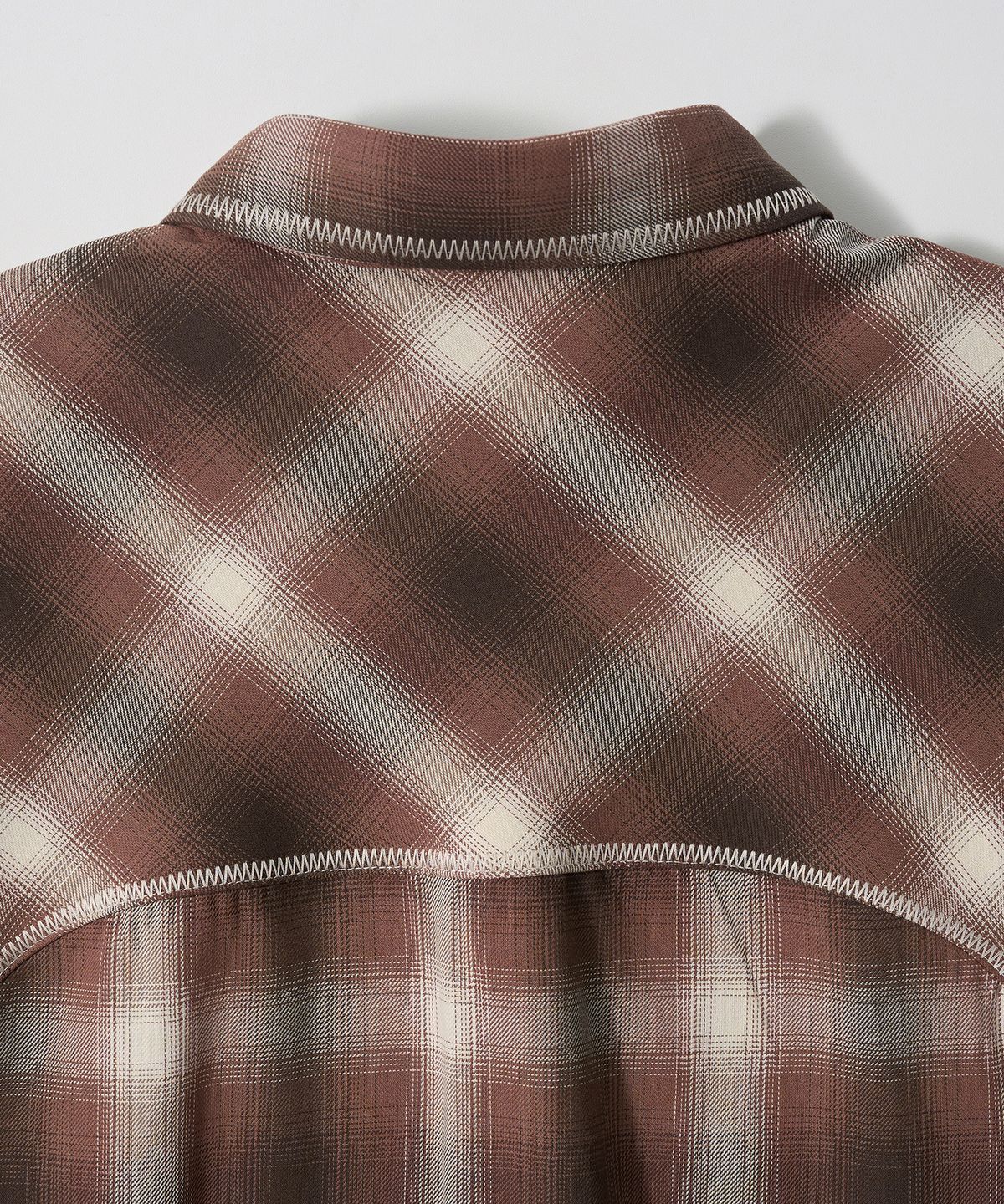 가먼츠팹(GARMENTS FAB) Zig-Zag Stitch Check shirts (BROWN)