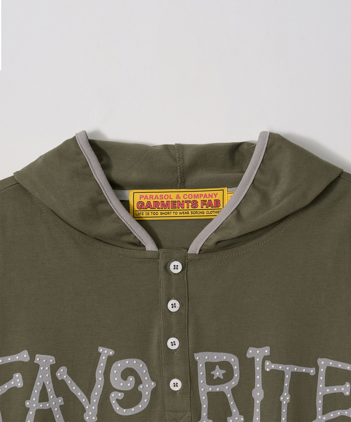 가먼츠팹(GARMENTS FAB) Binding Flock Hoodie Longsleeve (KHAKI)