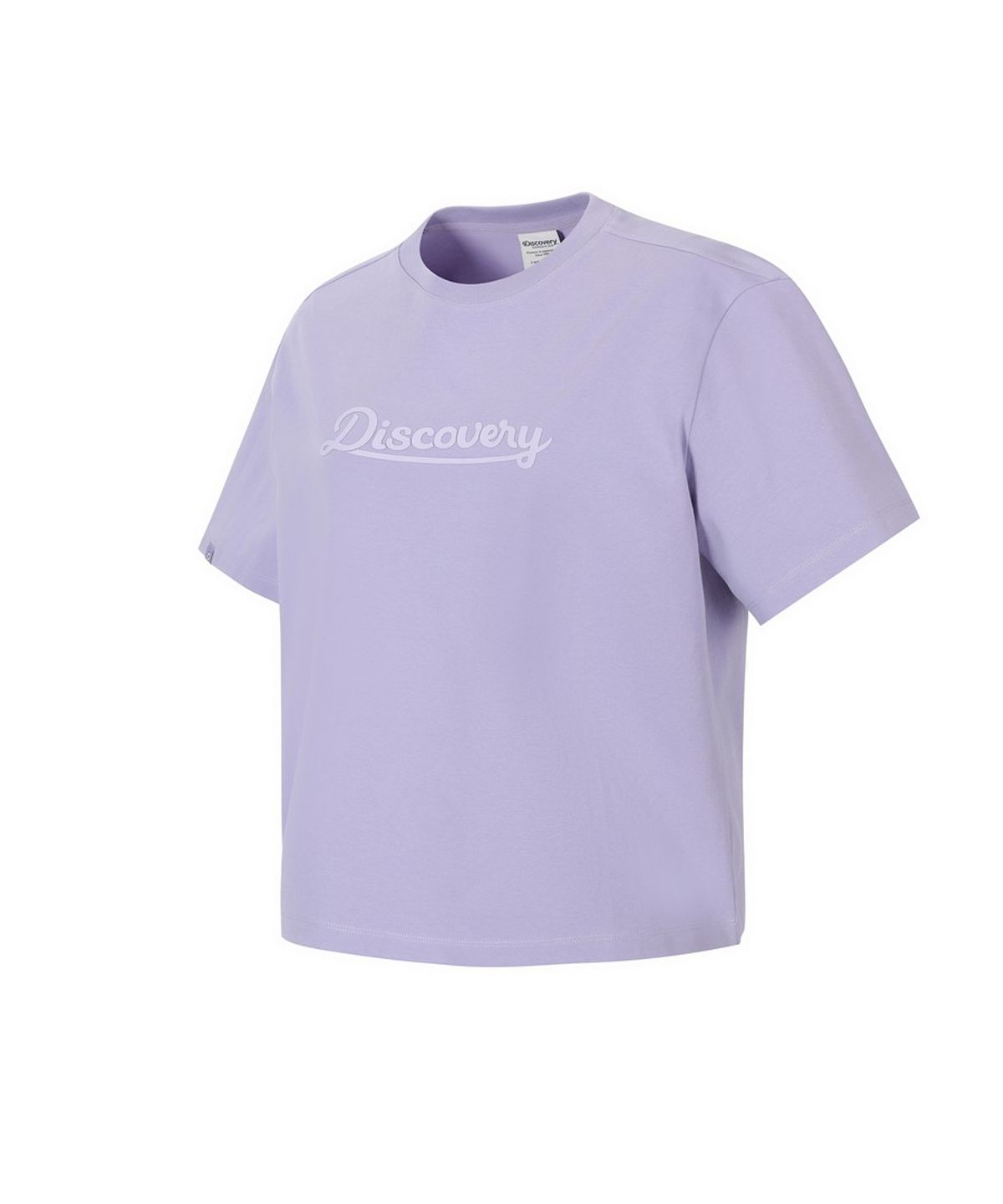 디스커버리 익스페디션(DISCOVERY EXPEDITION) 여성 레터링 세미오버핏 반팔티셔츠 (L.VIOLET)
