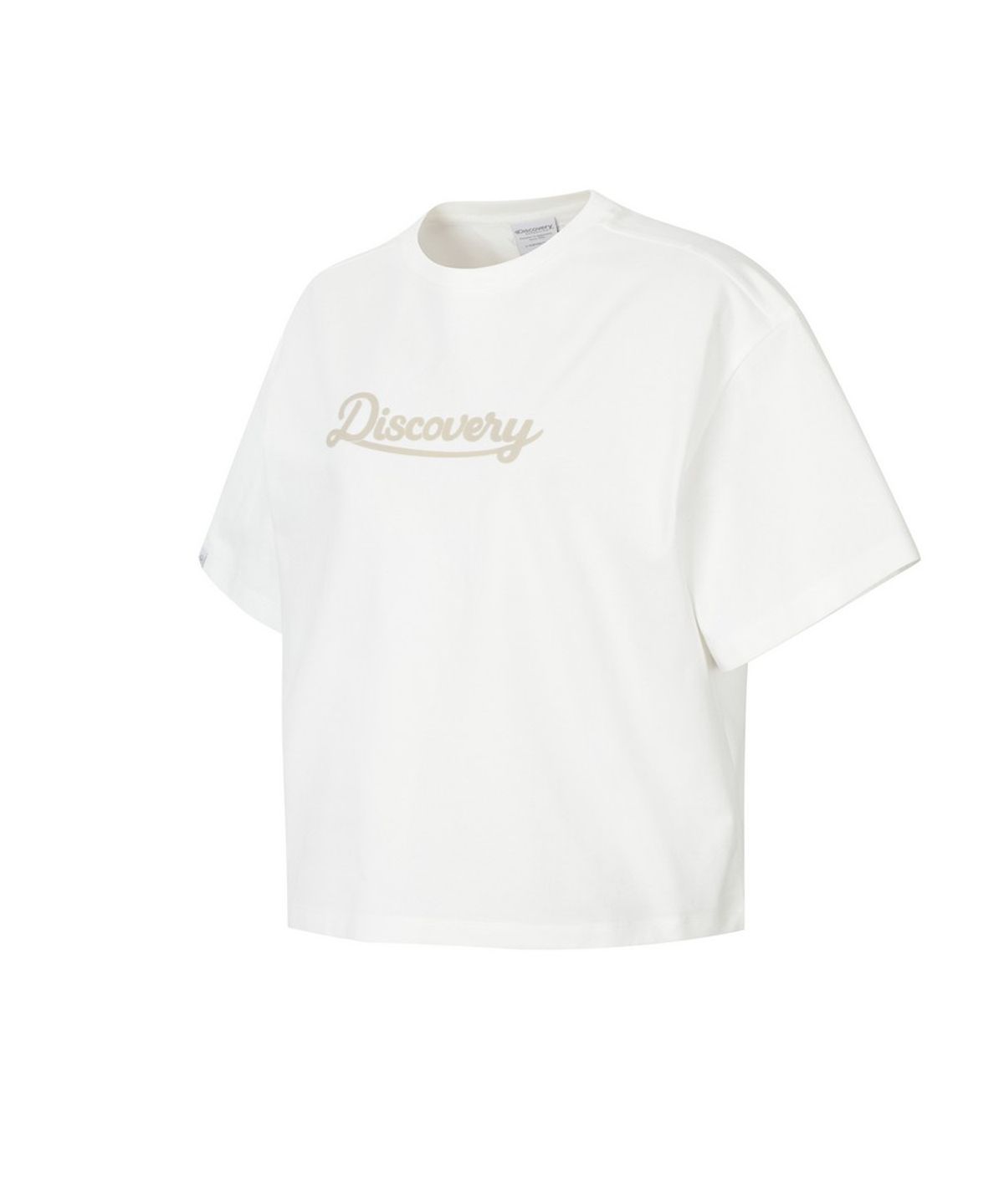 디스커버리 익스페디션(DISCOVERY EXPEDITION) 여성 레터링 세미오버핏 반팔티셔츠 (WHITE)